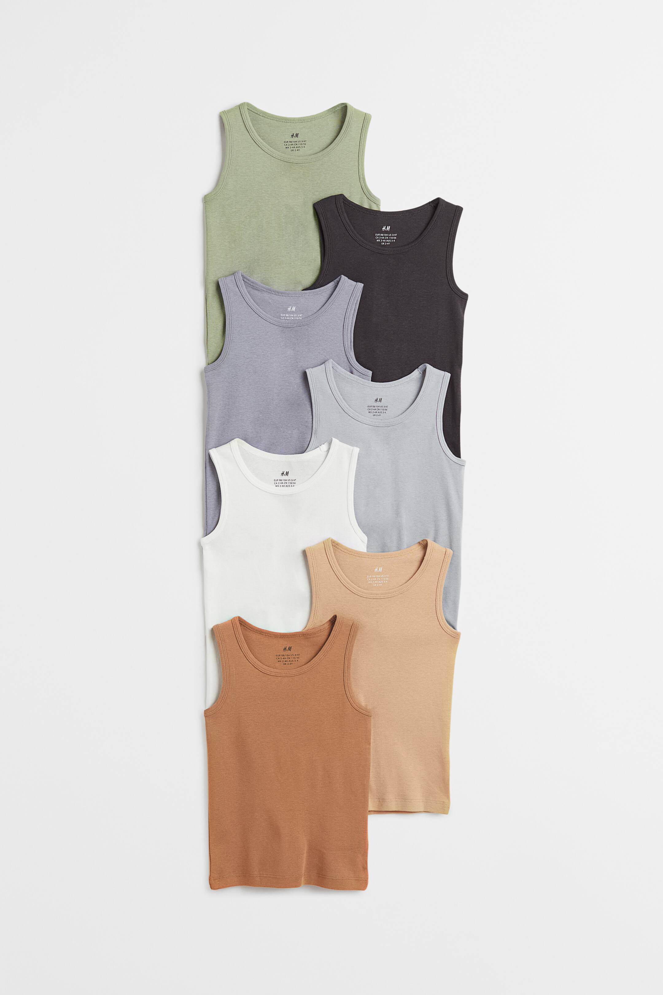 View larger image: 7-pack cotton vest tops - Khaki green/Light brown - Kids | H&M 1