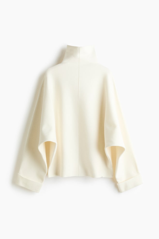 Oversized Mock-Turtleneck Sweater - Cream/Olive green/Dark gray - 1