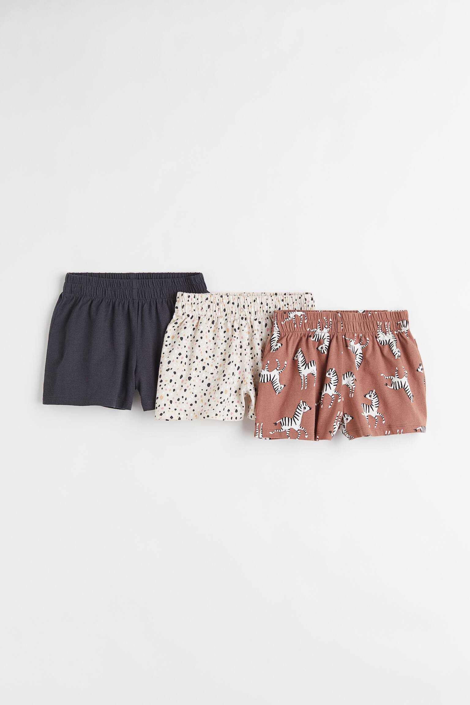 3-pack jersey shorts - Brown/Zebras/Light beige/Anchor - 1