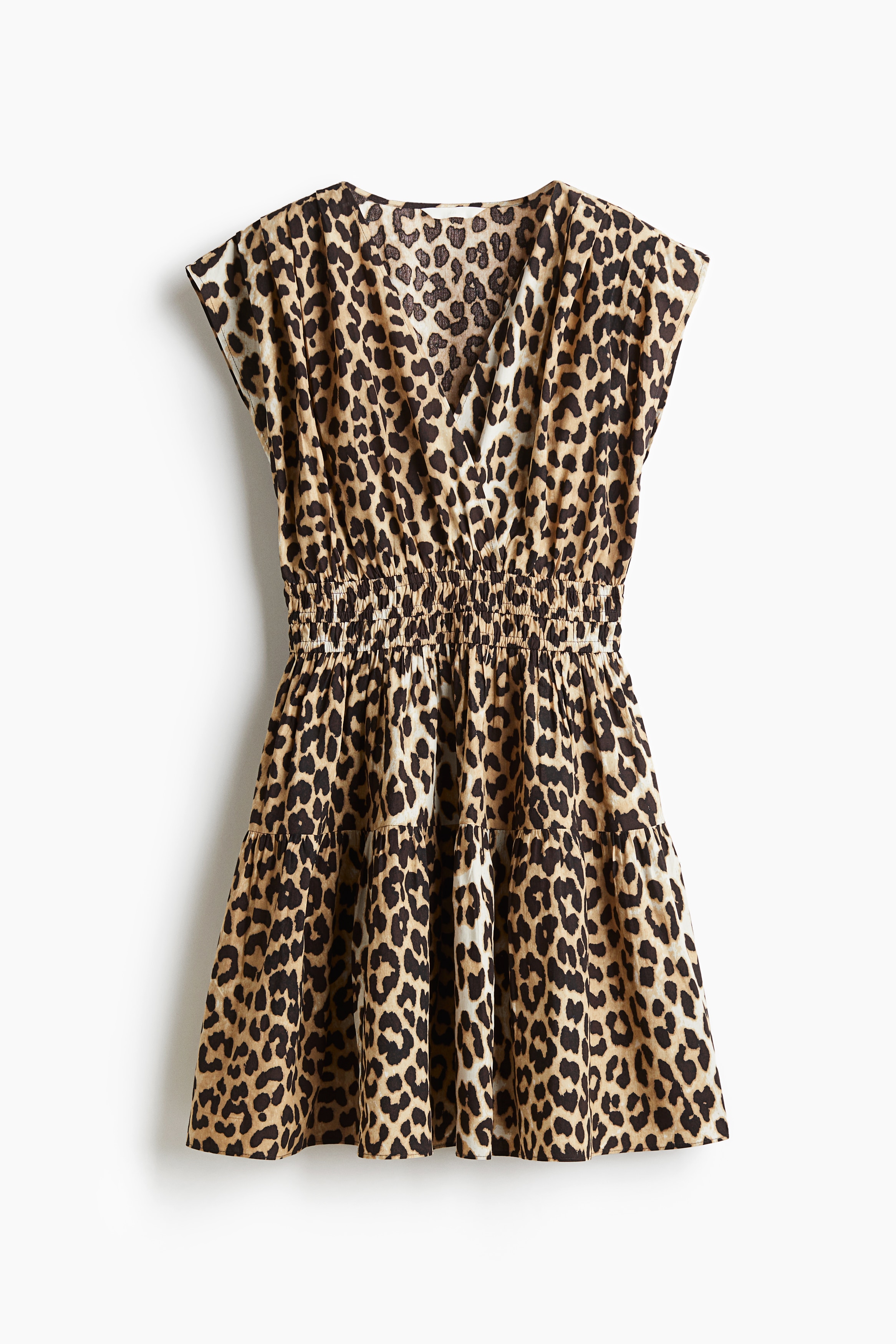 Cotton Dress - Light beige/leopard print/Black