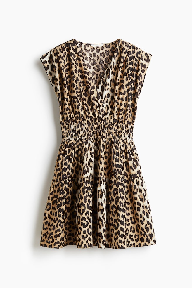 Cotton Dress - Light beige/leopard print - 1