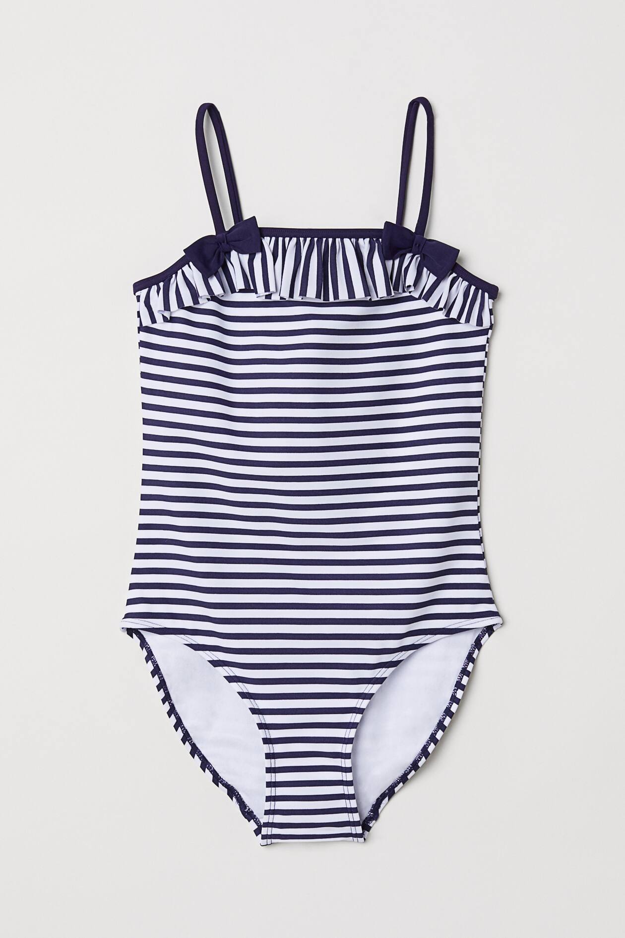 Ruffle-trimmed Swimsuit - Dark blue/white striped - Kids | H&M US