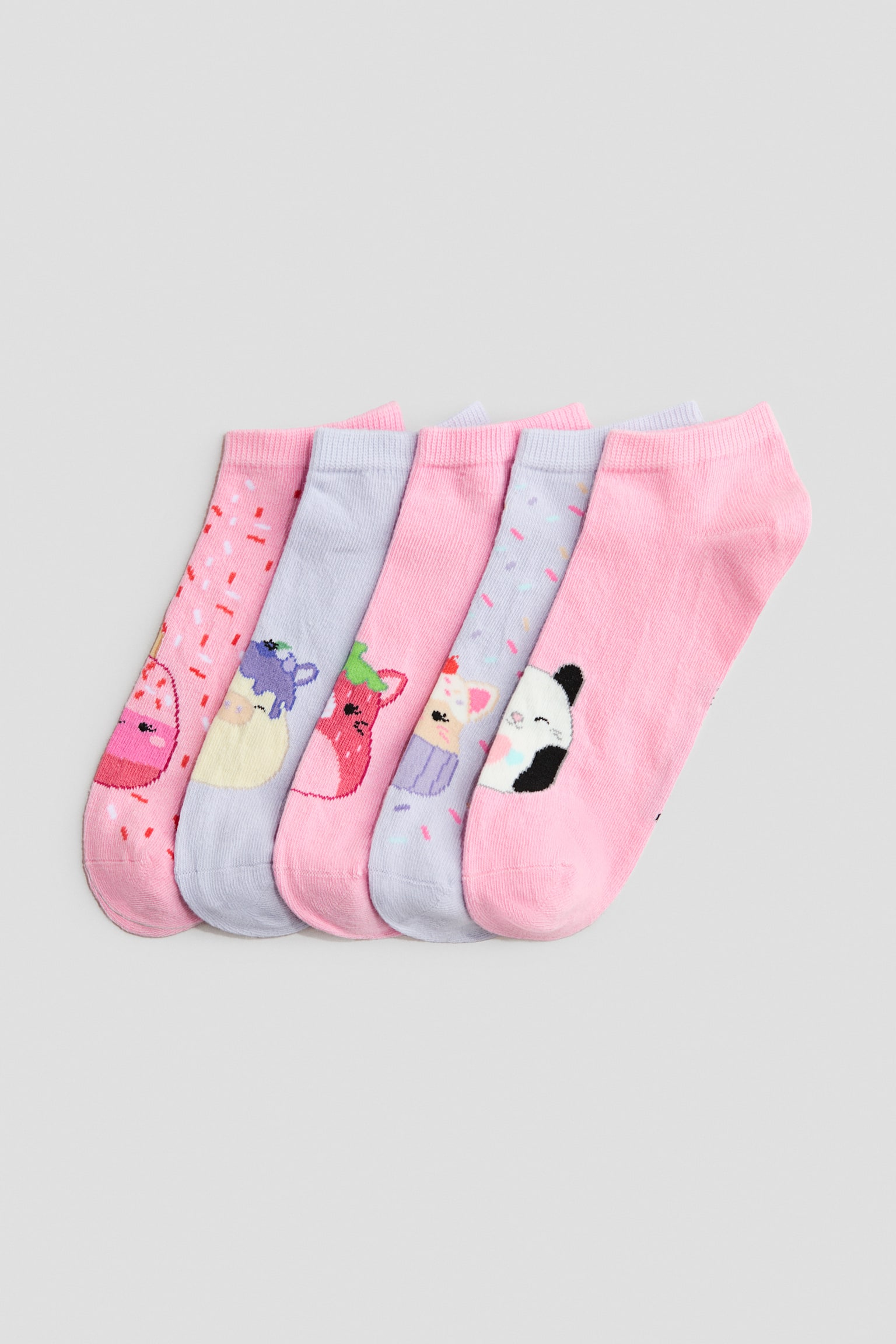 5-pack shaftless socks - Pink/Squishmallows/Light pink/Lilo & Stitch/Yellow/SmileyWorld® - 1
