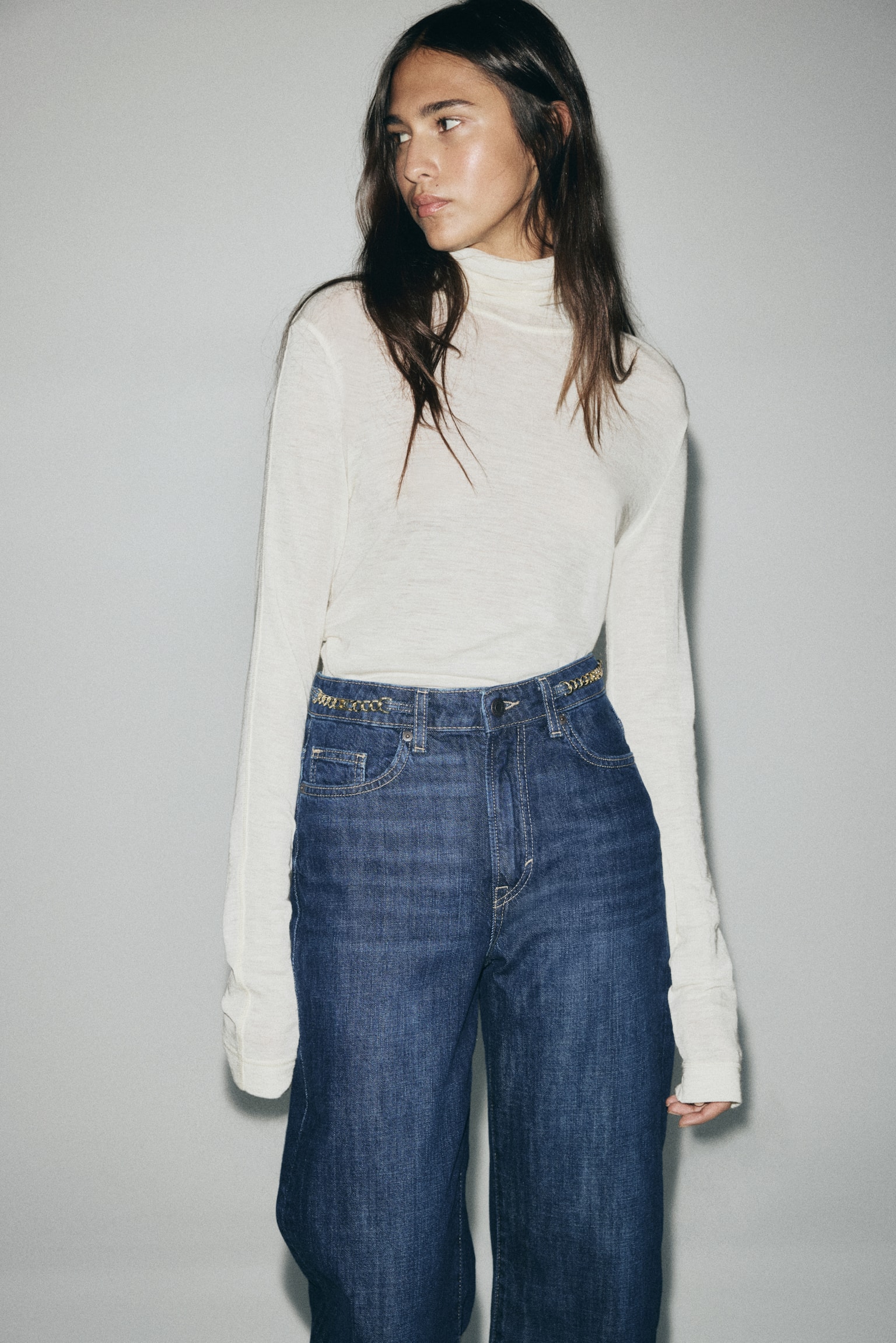 Straight High Jeans - Dunkles Denimblau - 1