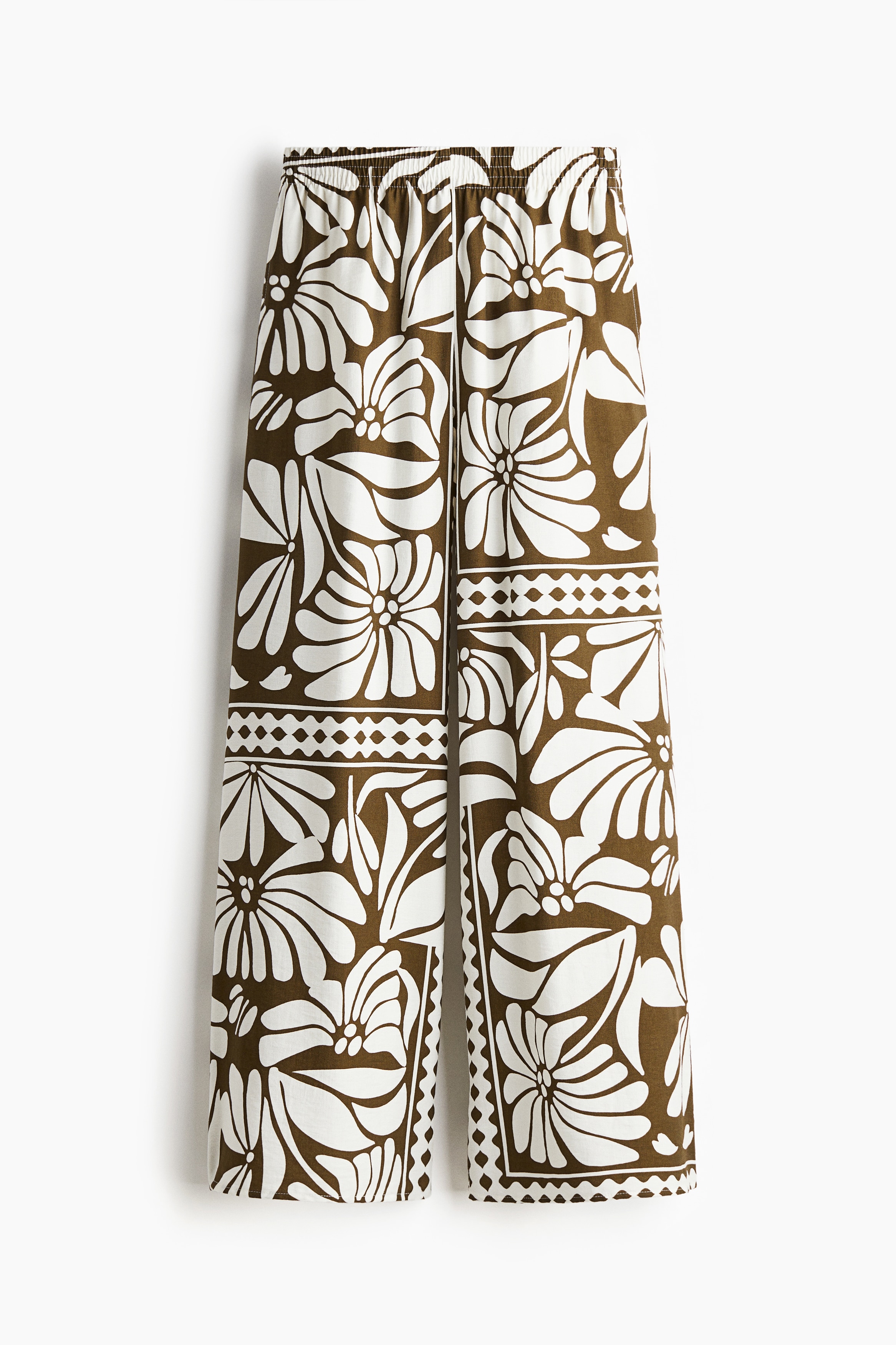 Wide pull-on trousers - Brown/White patterned/White/Patterned/Cream/Black striped/Black/Floral/Beige