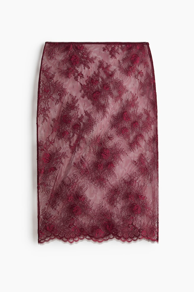 Lace midi skirt - Burgundy/Black - 1