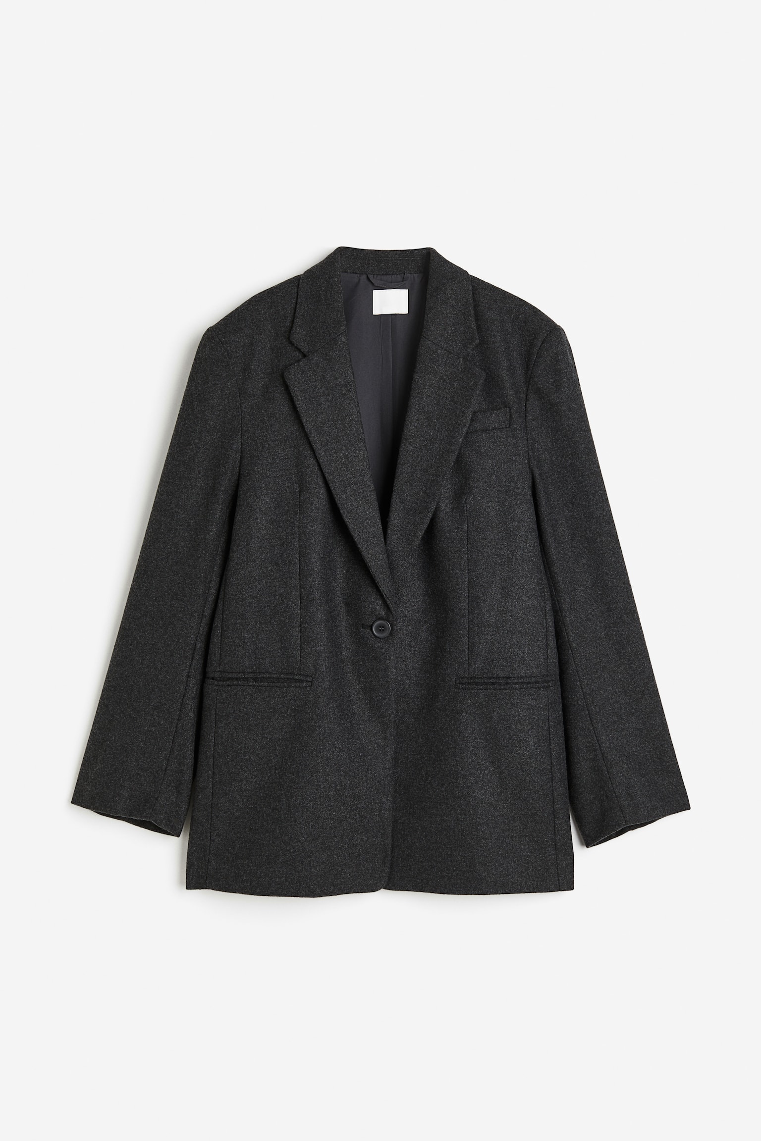 Oversized twill blazer - Dark grey - 1