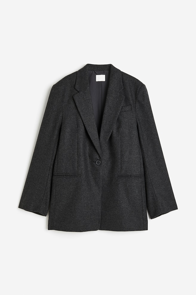 Oversized twill blazer - Dark grey/Black/Dogtooth-patterned - 2