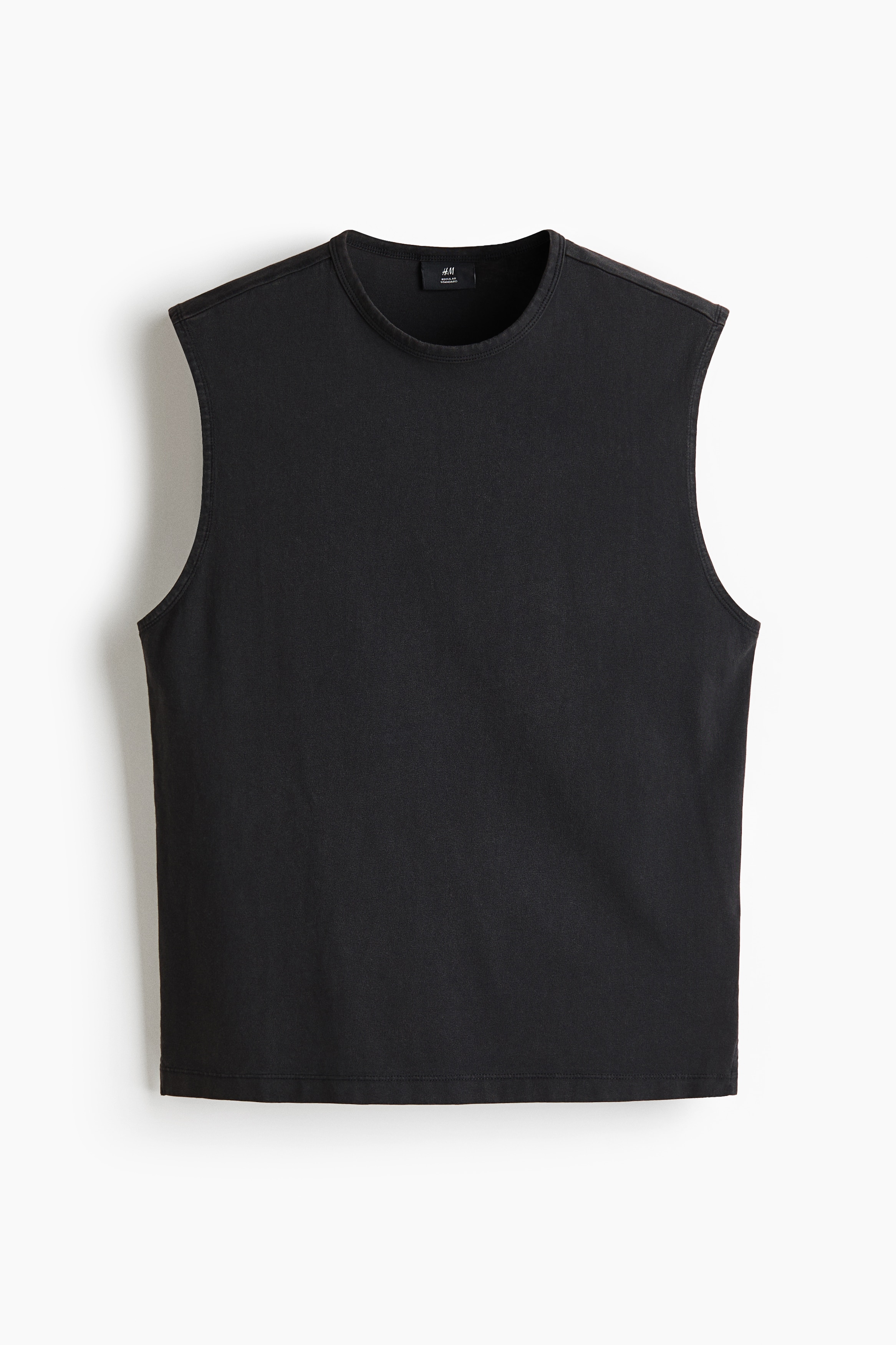 Katoenen tanktop - Regular Fit - Black/Ivoorwit