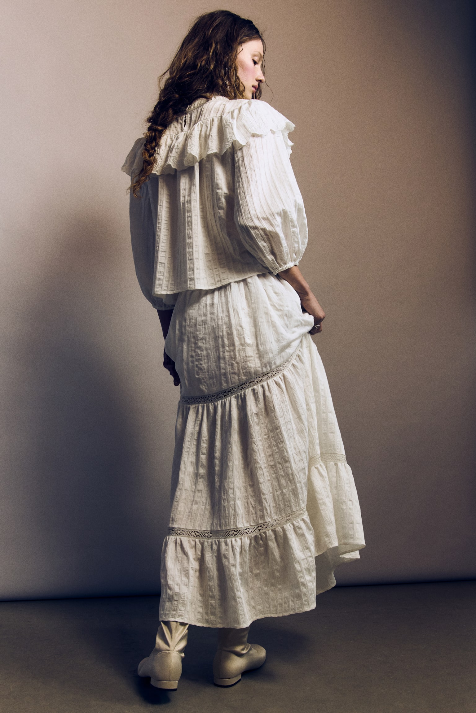 Jupe maxi avec dentelle - Blanc - 6