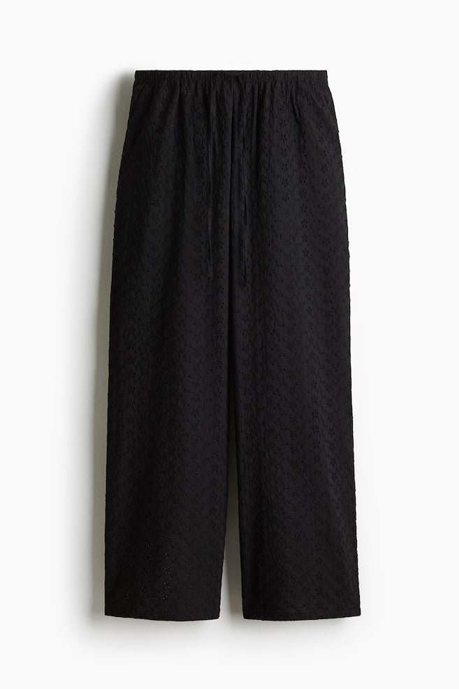 Straight-Leg Drawstring Pants - Black/White - 1