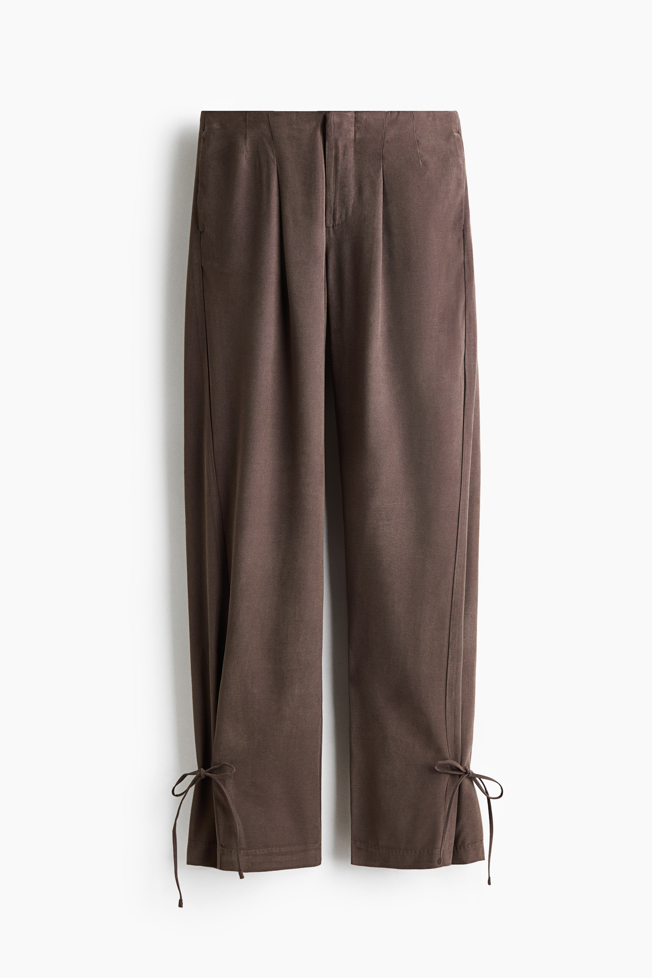 View larger image: Tie-detail twill trousers - Dark greige - Ladies | H&M 1