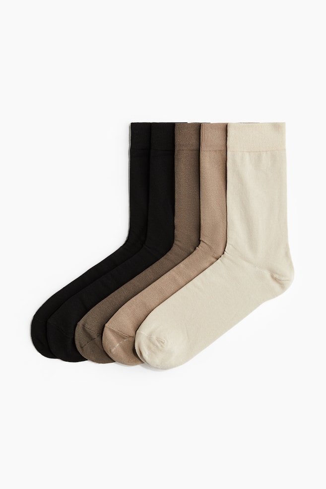 5-pack socks - Cream/Beige/Brown/Black/Burgundy/Black/Dark green/Brown/White - 1