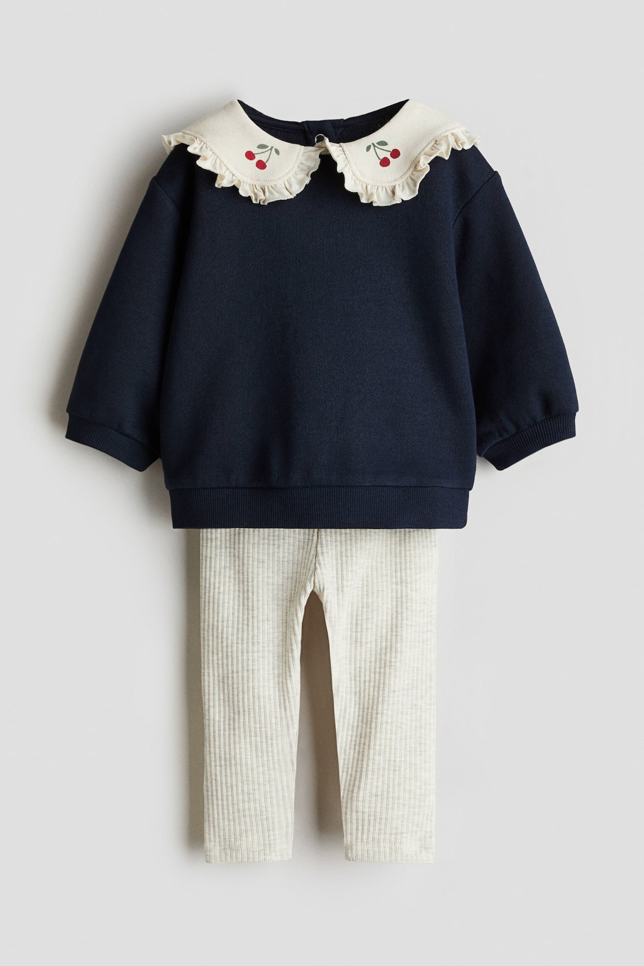 2-piece sweatshirt and leggings set - Navy blue/Beige marl - Kids | H&M GB