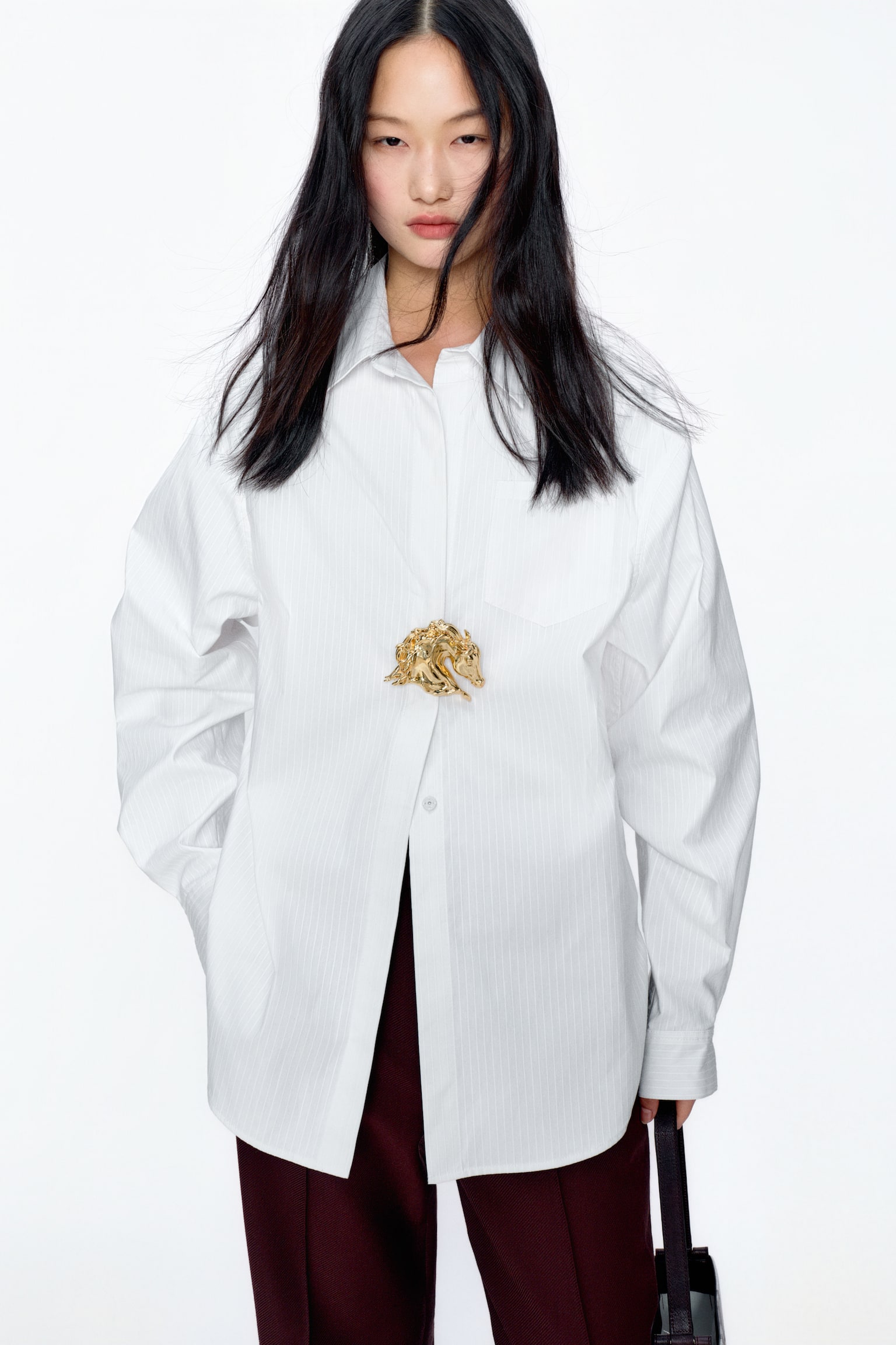 Metal-Detail Cotton Shirt - White - 3