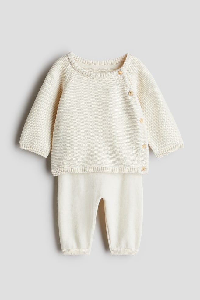 Set 2 pezzi in cotone - Crema/Beige chiaro - 1