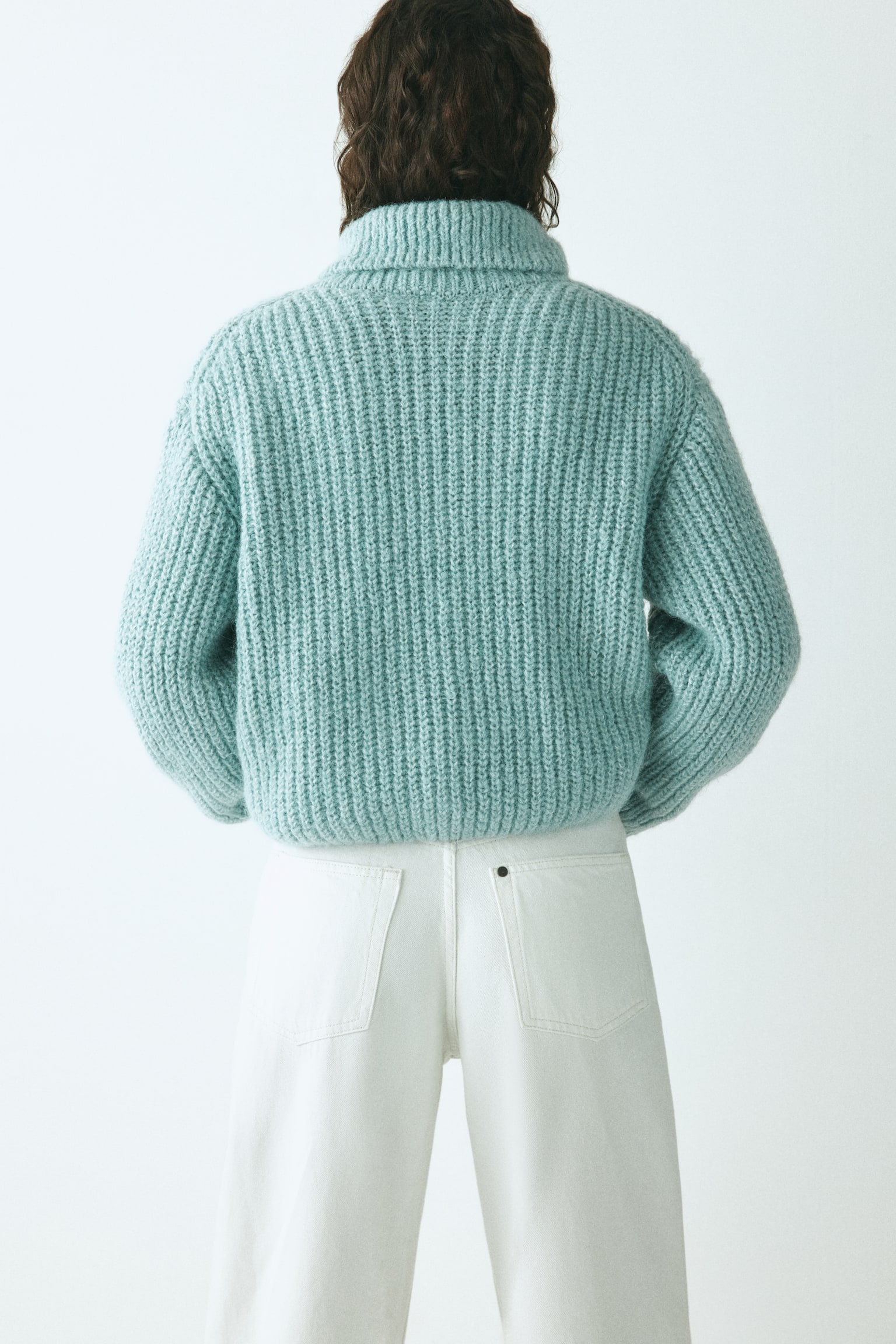 Cárdigan con zíper - Turquesa claro/Beige claro/Gris jaspeado claro - 6