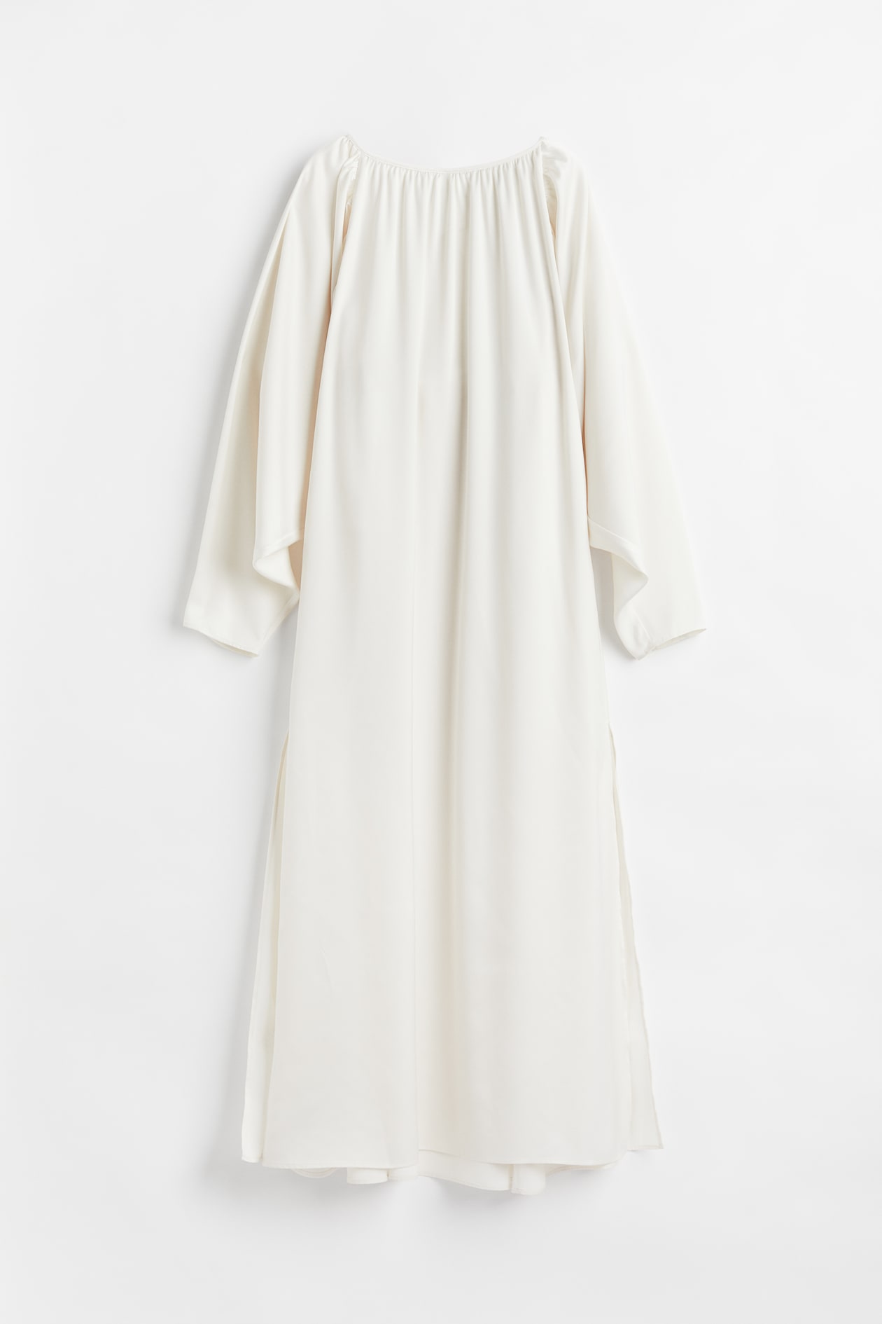 Voluminous Satin Dress - Round Neck - Long sleeve - White - Ladies | H&M US