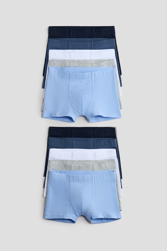 Set van 10 katoenen boxershorts - Trunk - Lichtblauw/grijs gemêleerd/Marineblauw/turkoois - 1