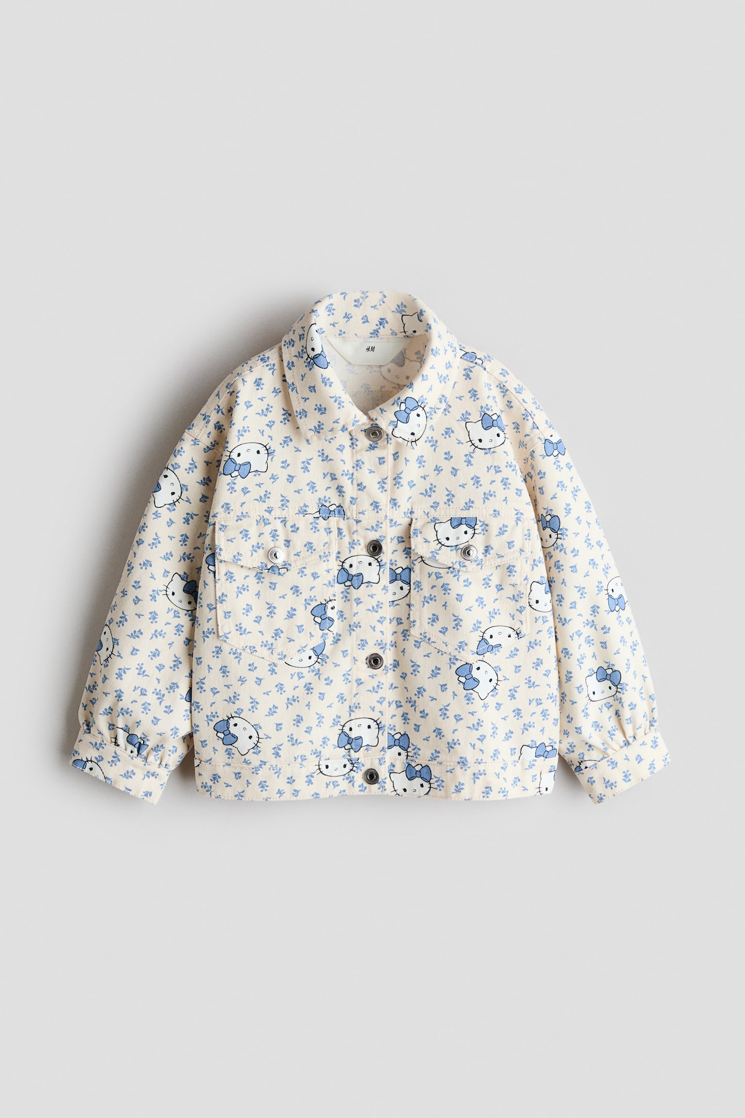 Baskılı Gabardin Ceket - Krem/Hello Kitty