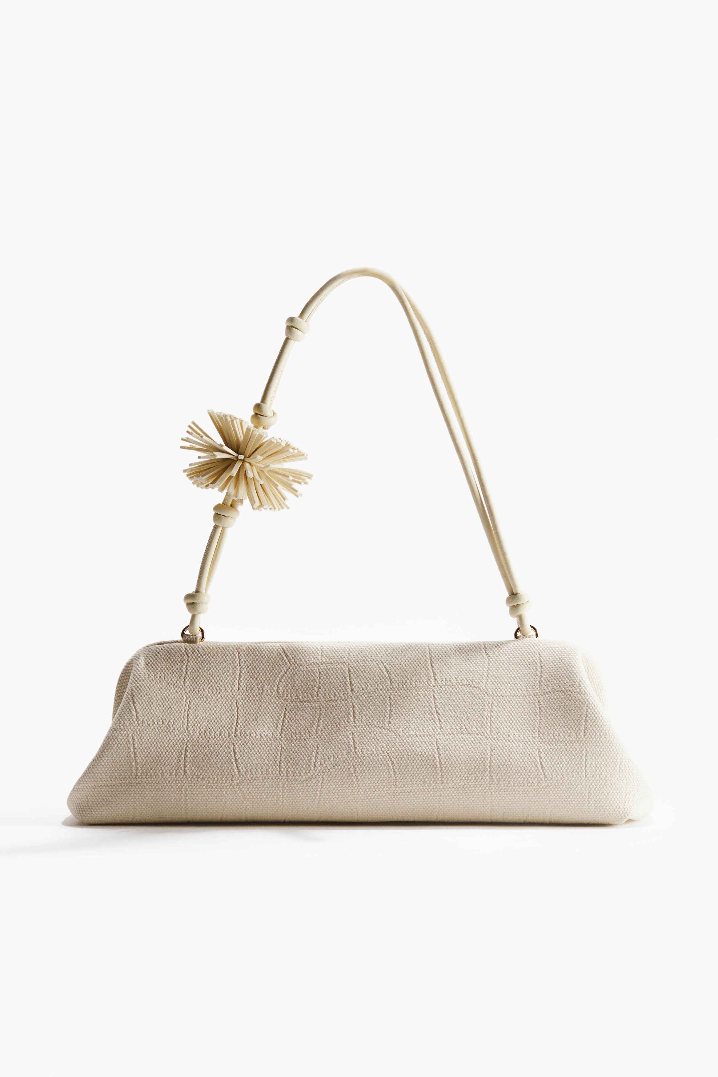 Pompom-detail shoulder bag - Pale yellow/Black