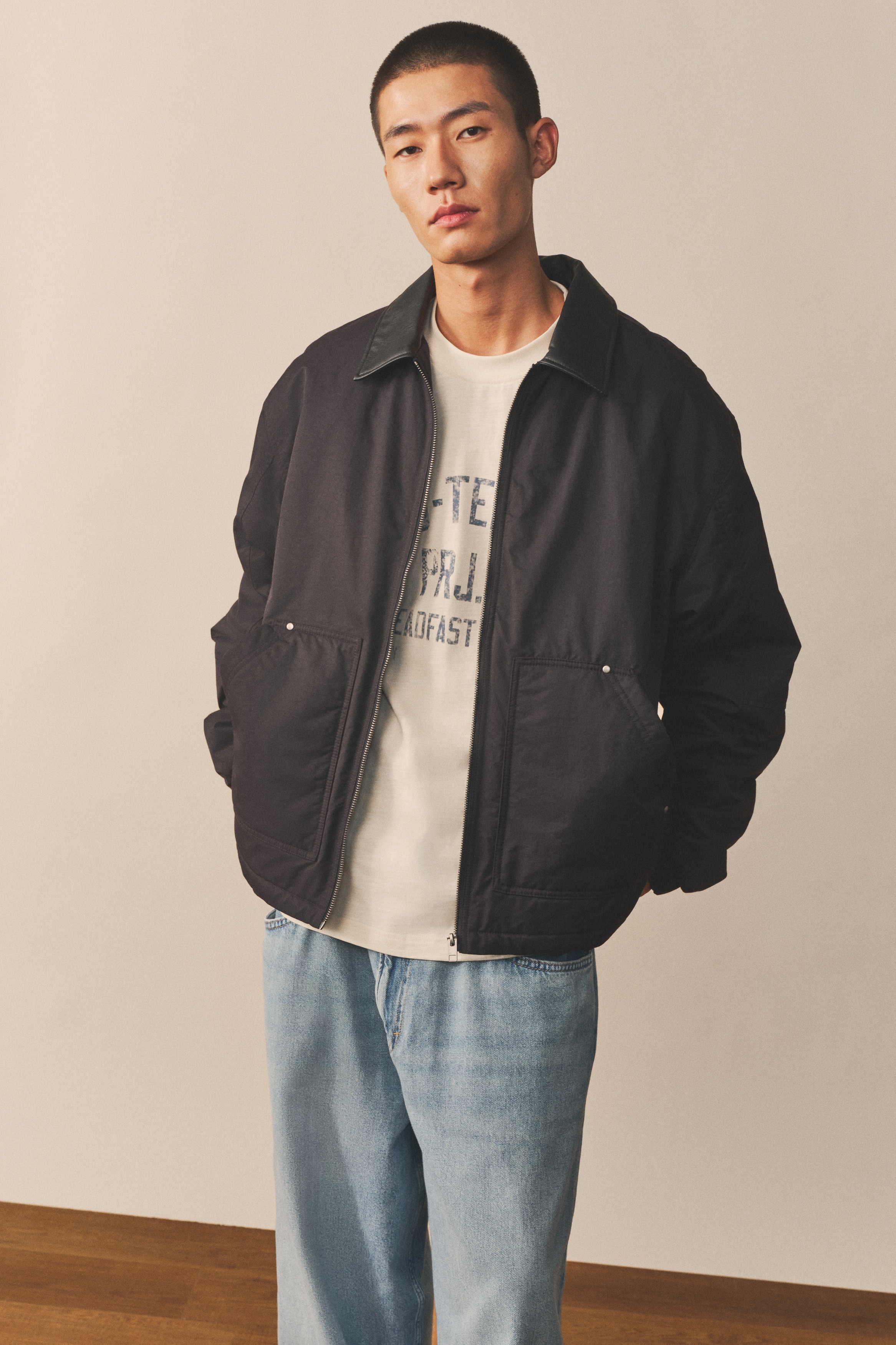 ジャケット　♡新品♡ Ｈ＆Ｍ　エイチアンドエム　Sサイズ テディラインド オーバーサイズジャケット - ブラック