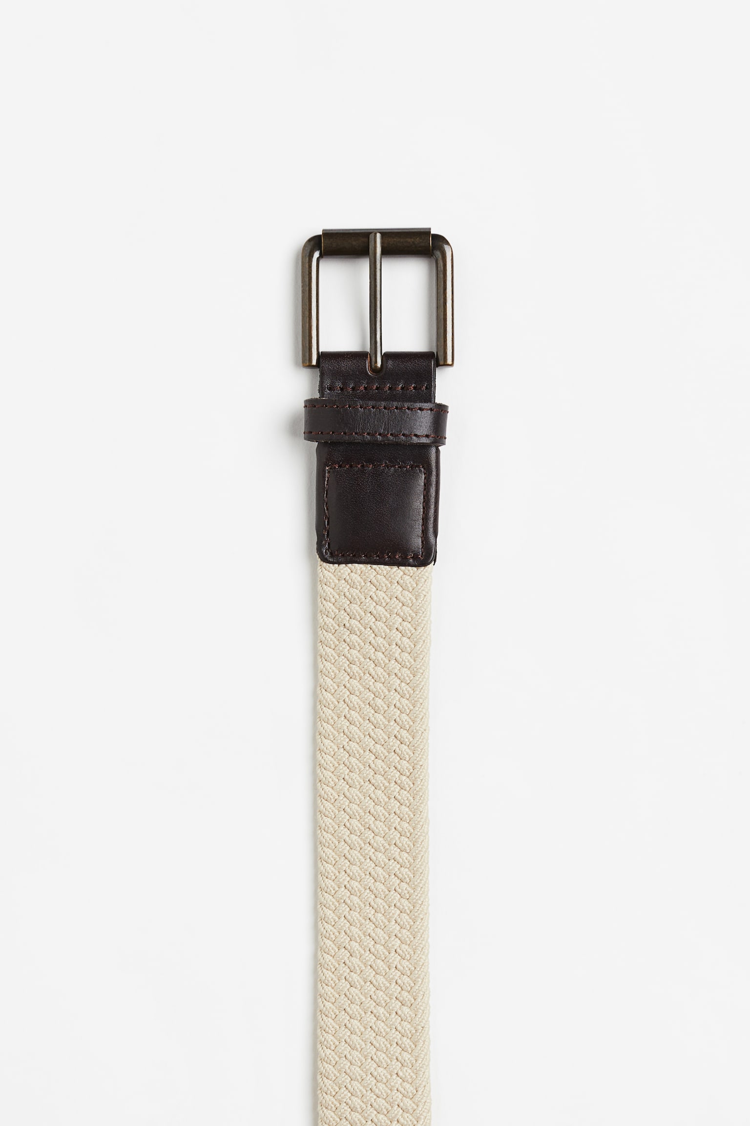 Elasticised Fabric Belt - Light beige/Black - 2