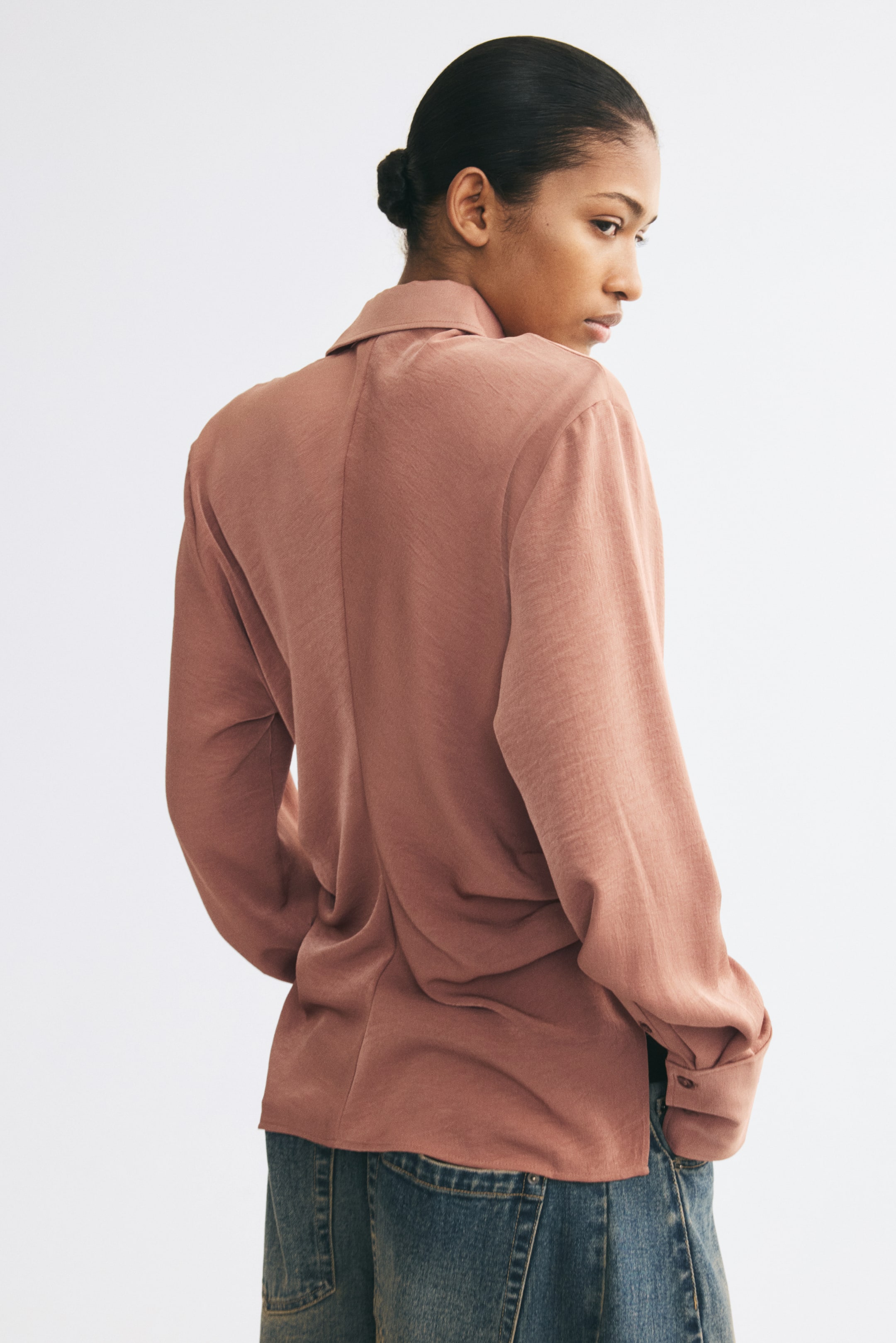 View larger image: Draped Shirt - Dark dusty pink - Ladies | H&M US 1