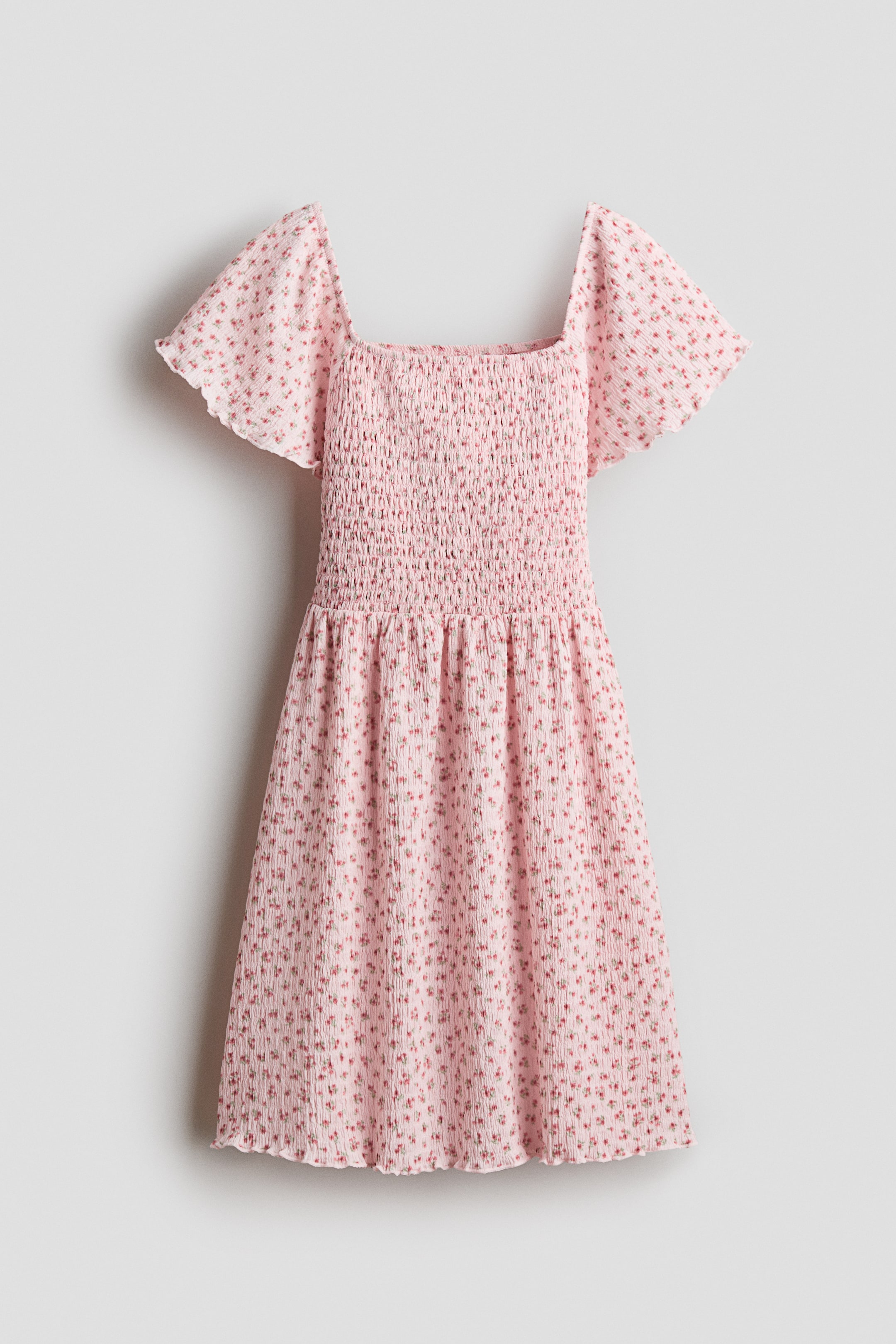 Größeres Bild anzeigen: Kleid mit gesmoktem Vorderteil - Hellrosa/Geblümt - Kids | H&M AT 1