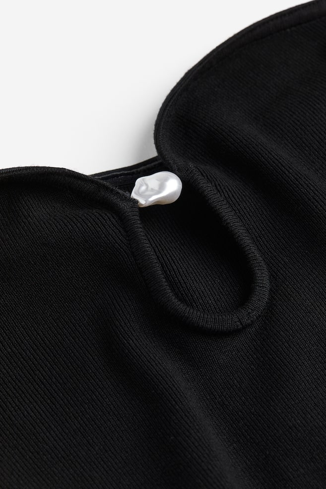 Bead-detail Tube Dress - Black - 4