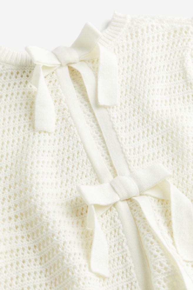 Hole-knit open-backed jumper - White/White/Black striped - 3