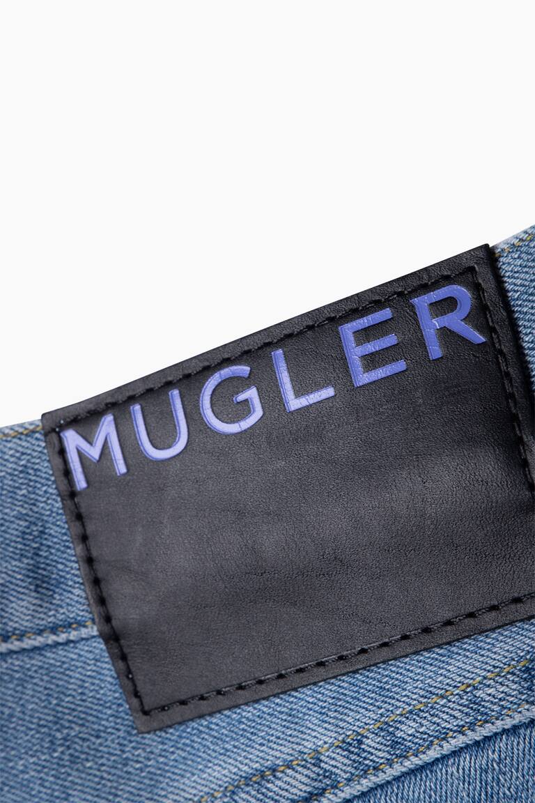 H&M Mugler Pantaloni Taglia 52 Blu PRE-LOVED DONNA