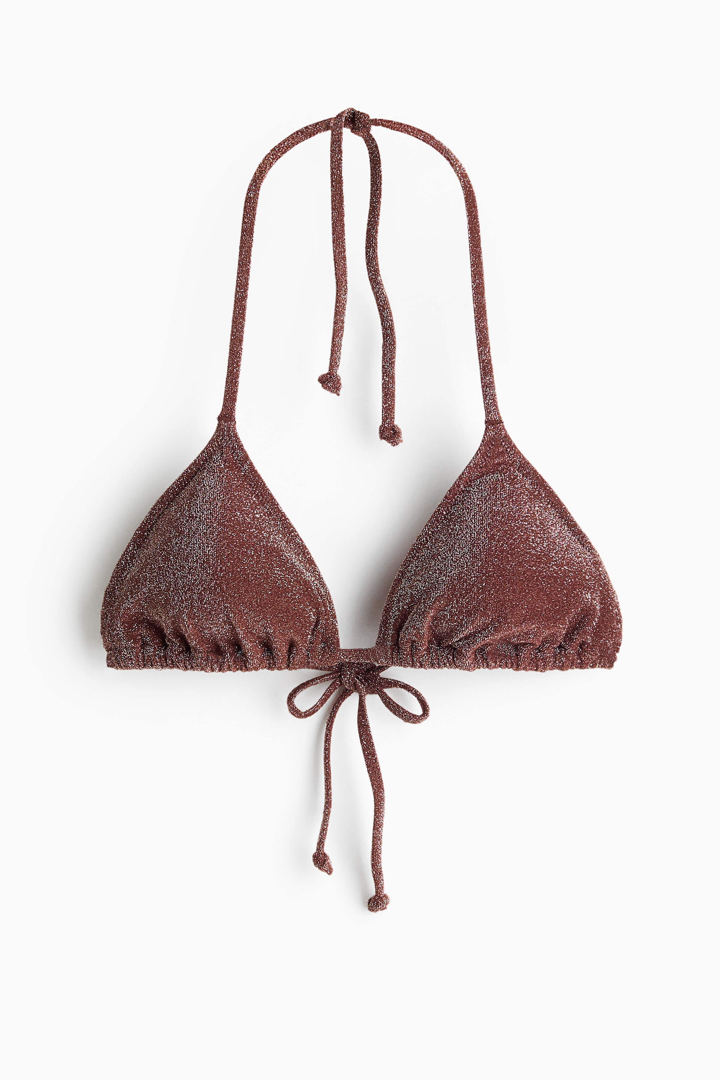 Wattiertes Triangel-Bikinitop-Dunkelbraun