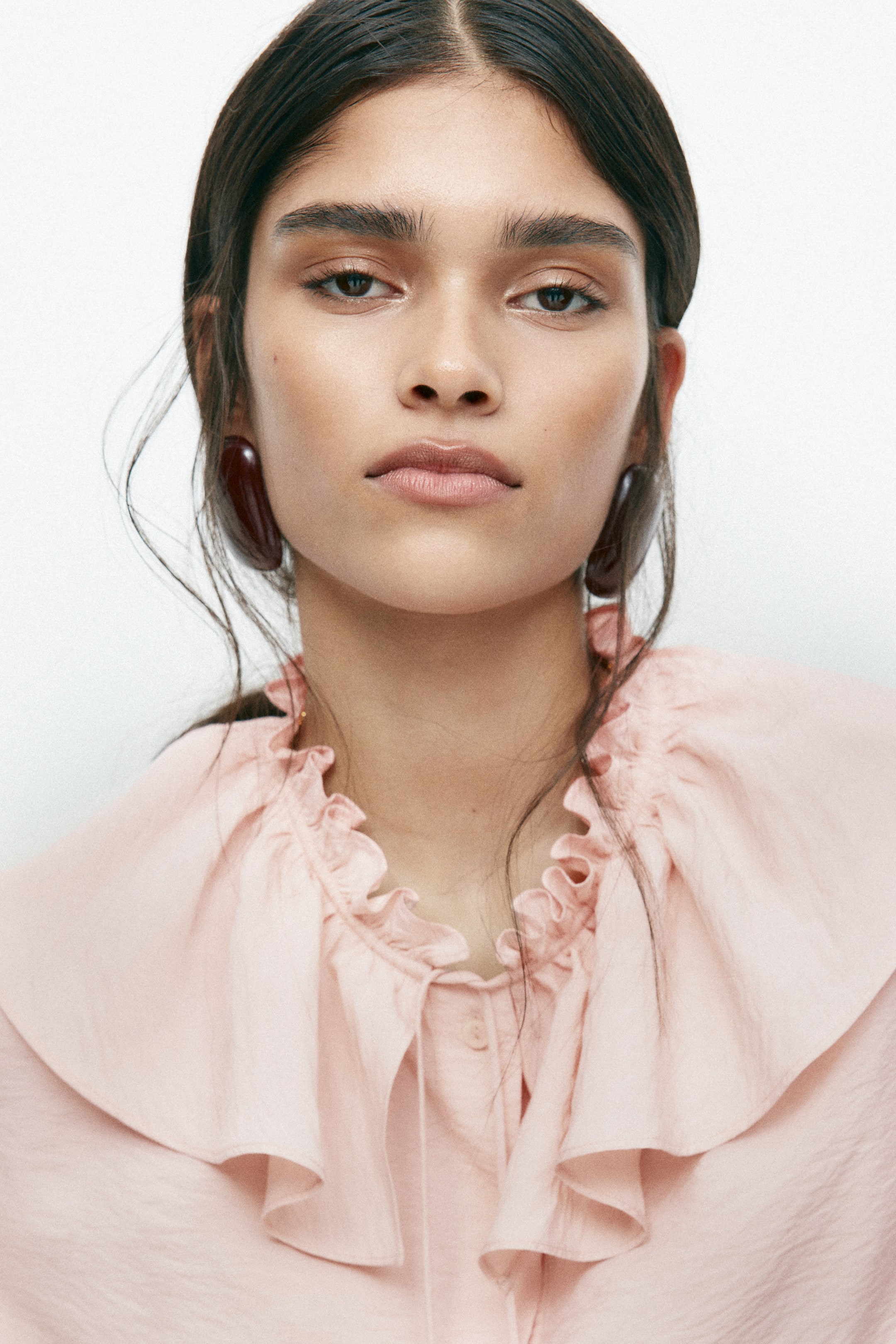 View larger image: Ruffle-Trimmed Blouse - Powder pink - Ladies | H&M US 1
