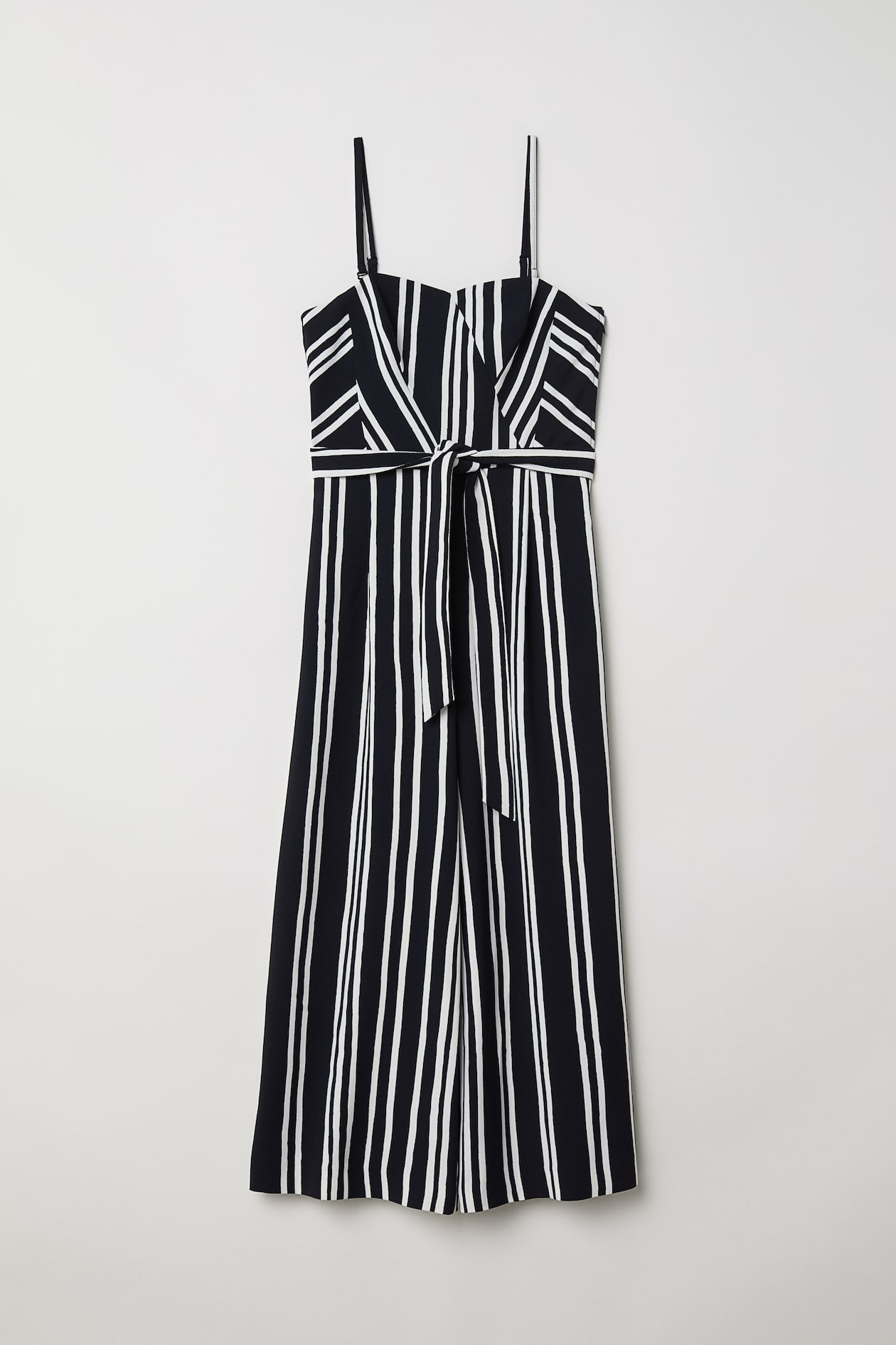 Bandeau jumpsuit - Ankle length - Black/White striped - Ladies | H&M GB