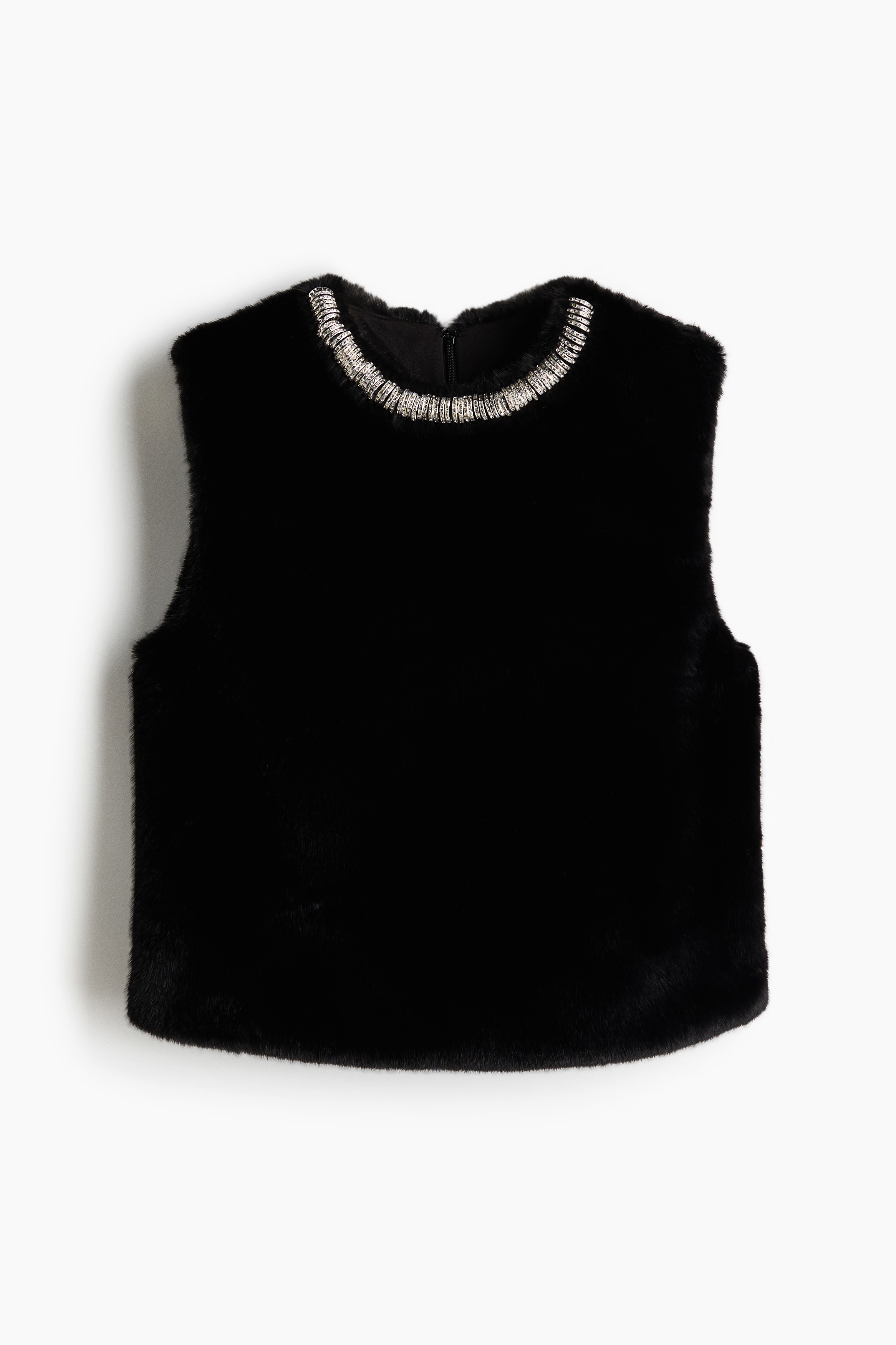 Top decorato con strass - Nero