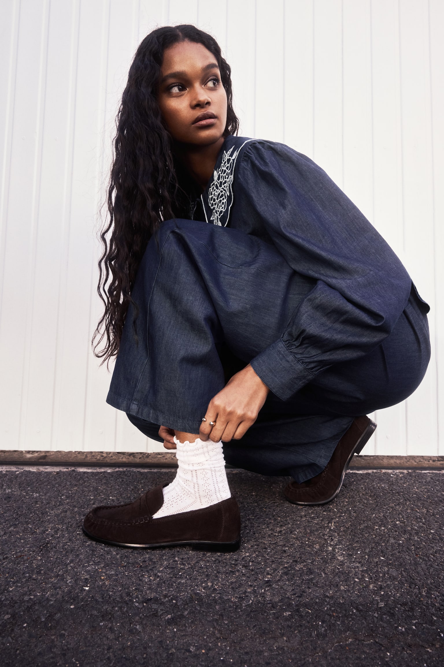 Женские джинсы H&M Denim Drawstring, цвет: Тёмный джинсовый синий — фото 3