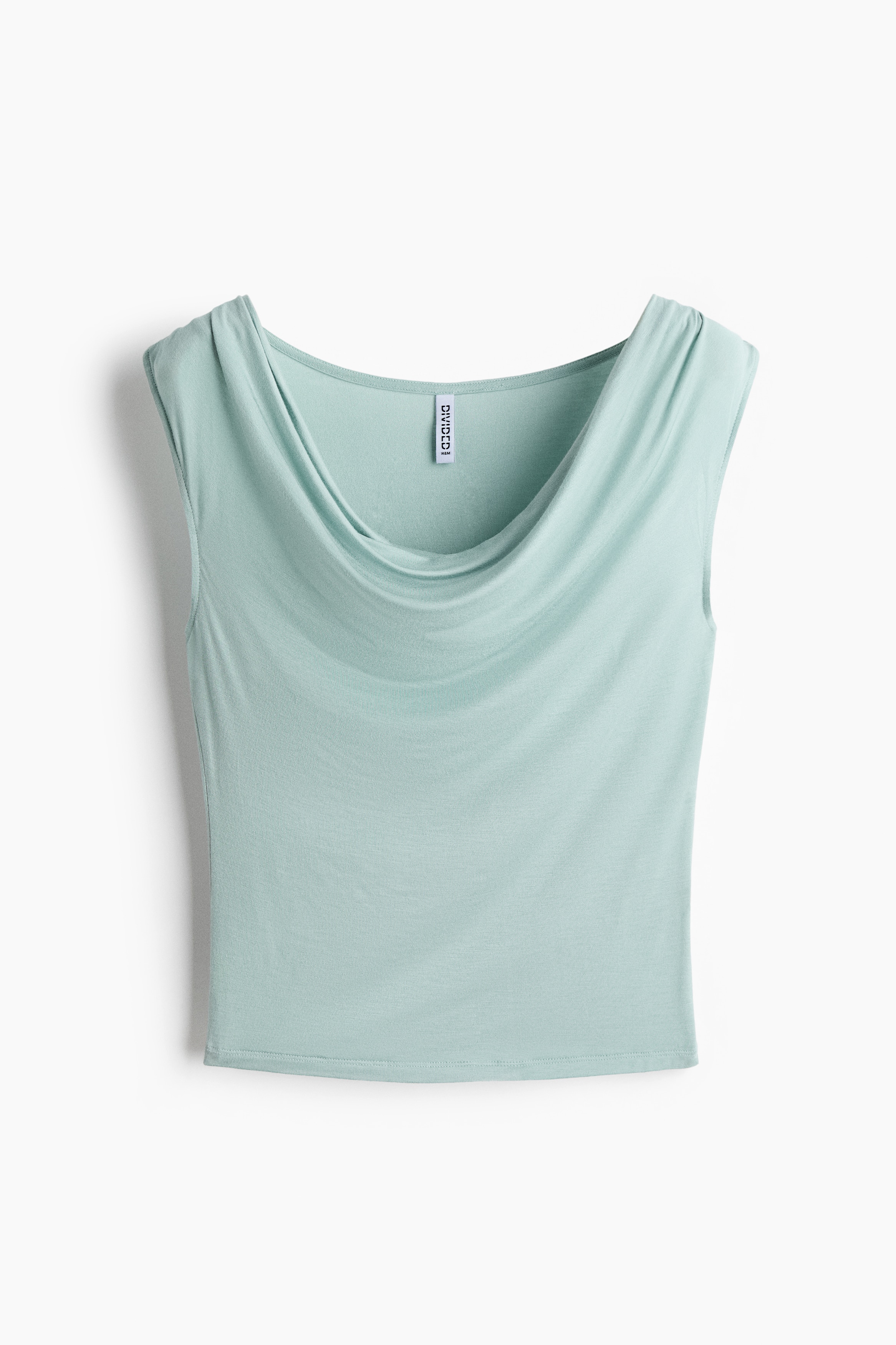 Cowl-neck jersey top - Light turquoise/Dark orange/Black/Brown