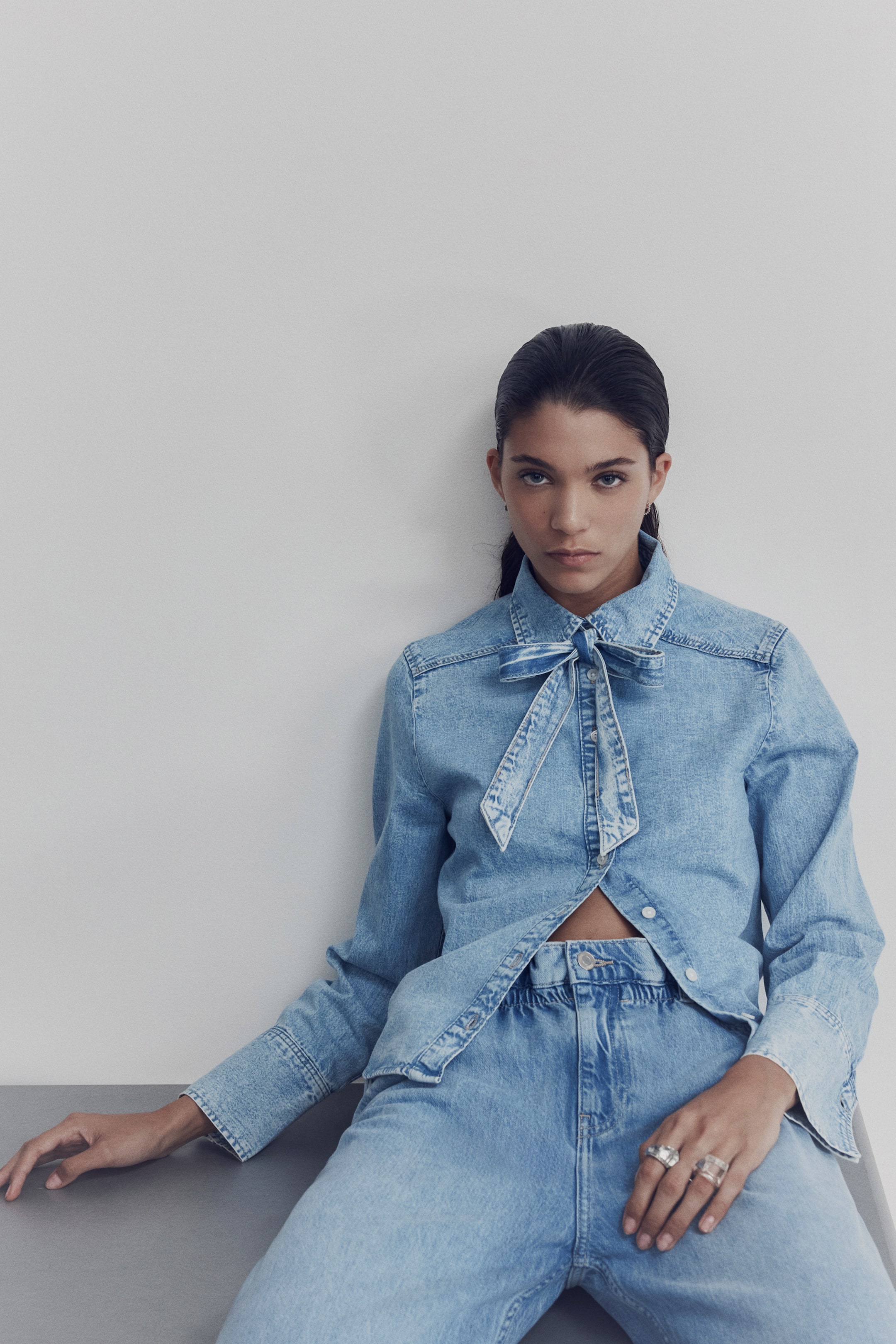 查看大圖: 配腰帶紙袋造型腰圍牛仔褲 - 淺丹寧藍 - Ladies | H&M HK 2