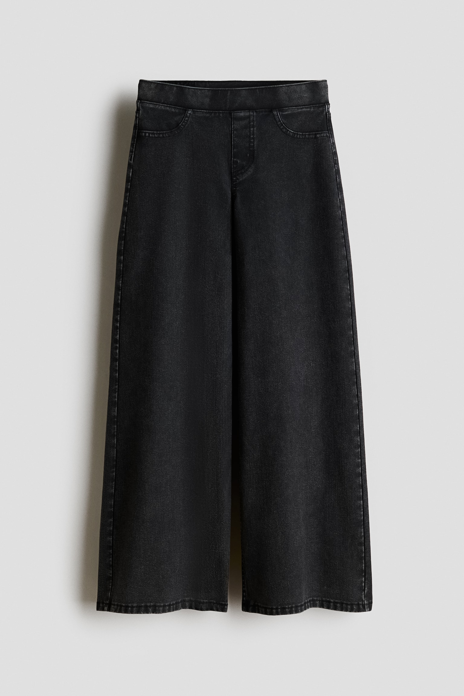 Quần jegging ống rộng giả denim - Màu đen denim