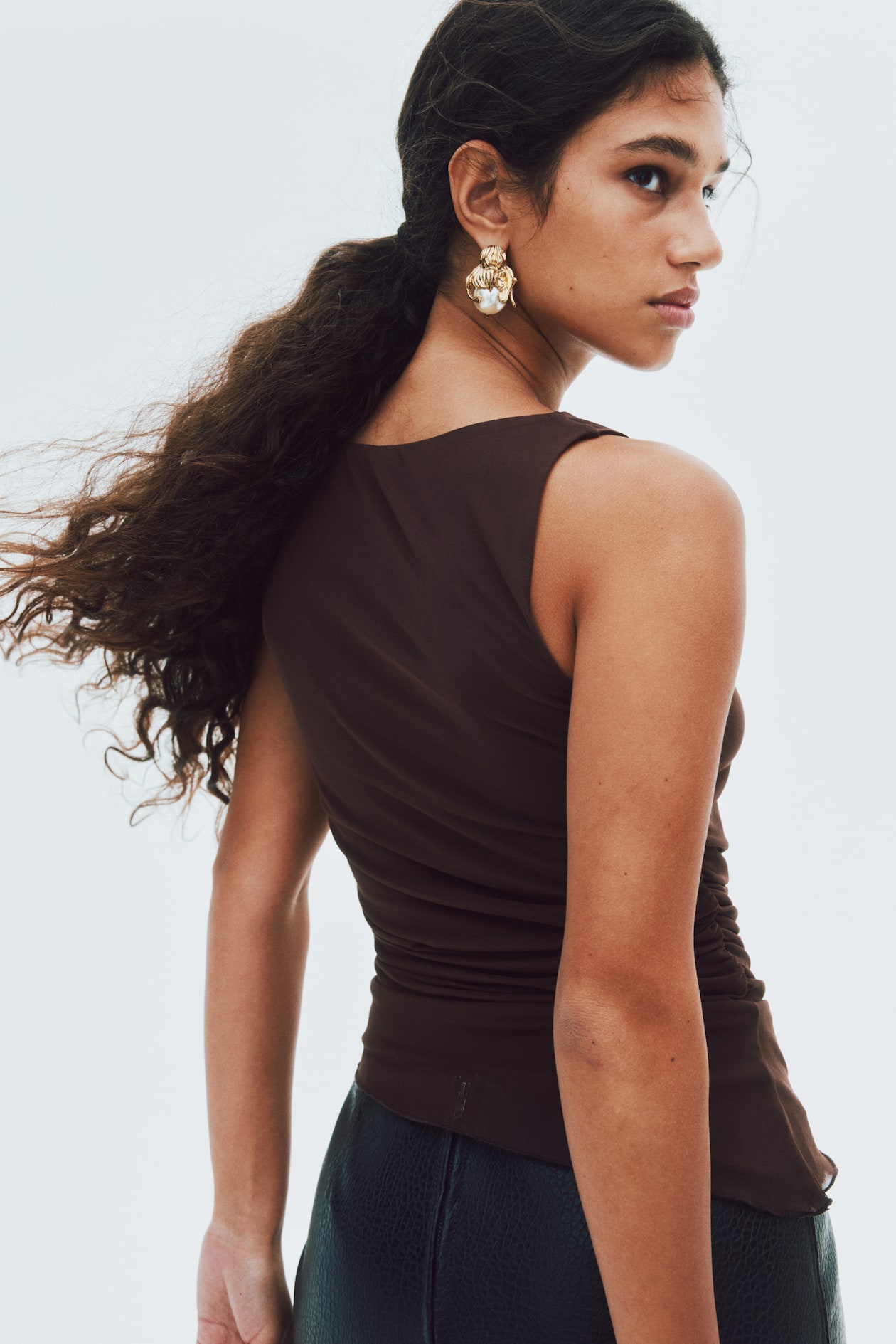 Draped Mesh Sleeveless Top - image 5