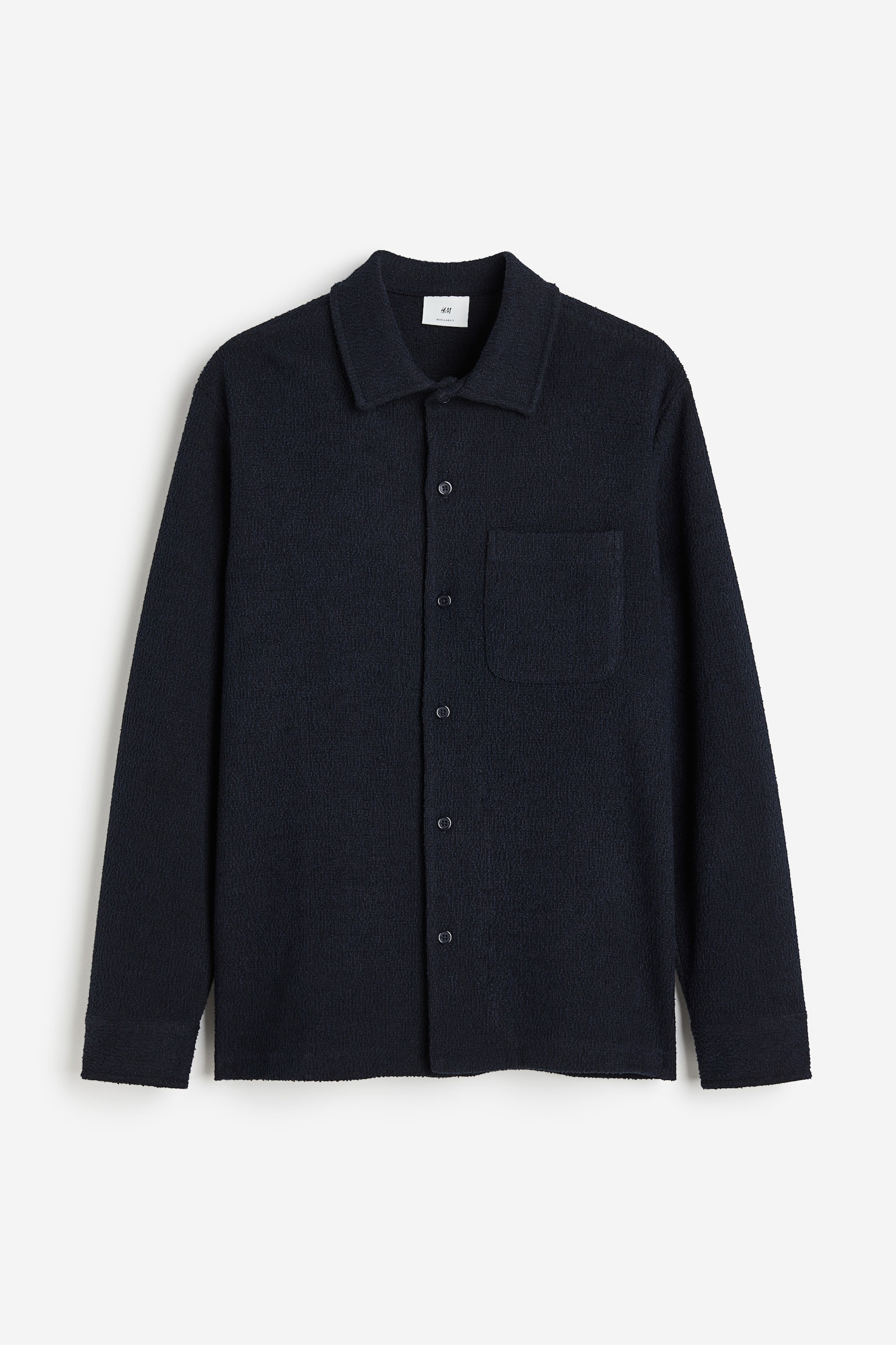 Regular Fit Bouclé Jersey Shirt - Dark blue - 2