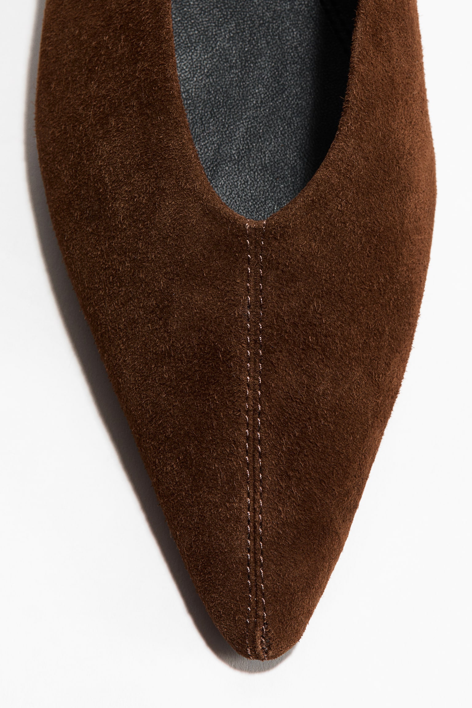 真皮芭蕾淺口鞋 - 深咖啡色/黑色 - 5