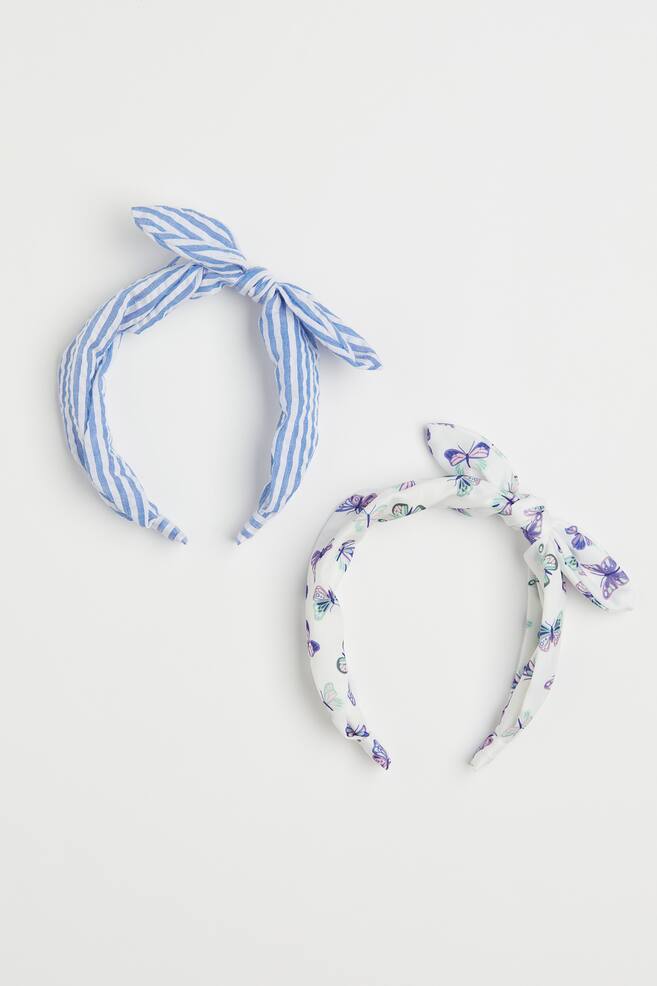 2-pack knot-detail Alice bands - Light blue/White striped