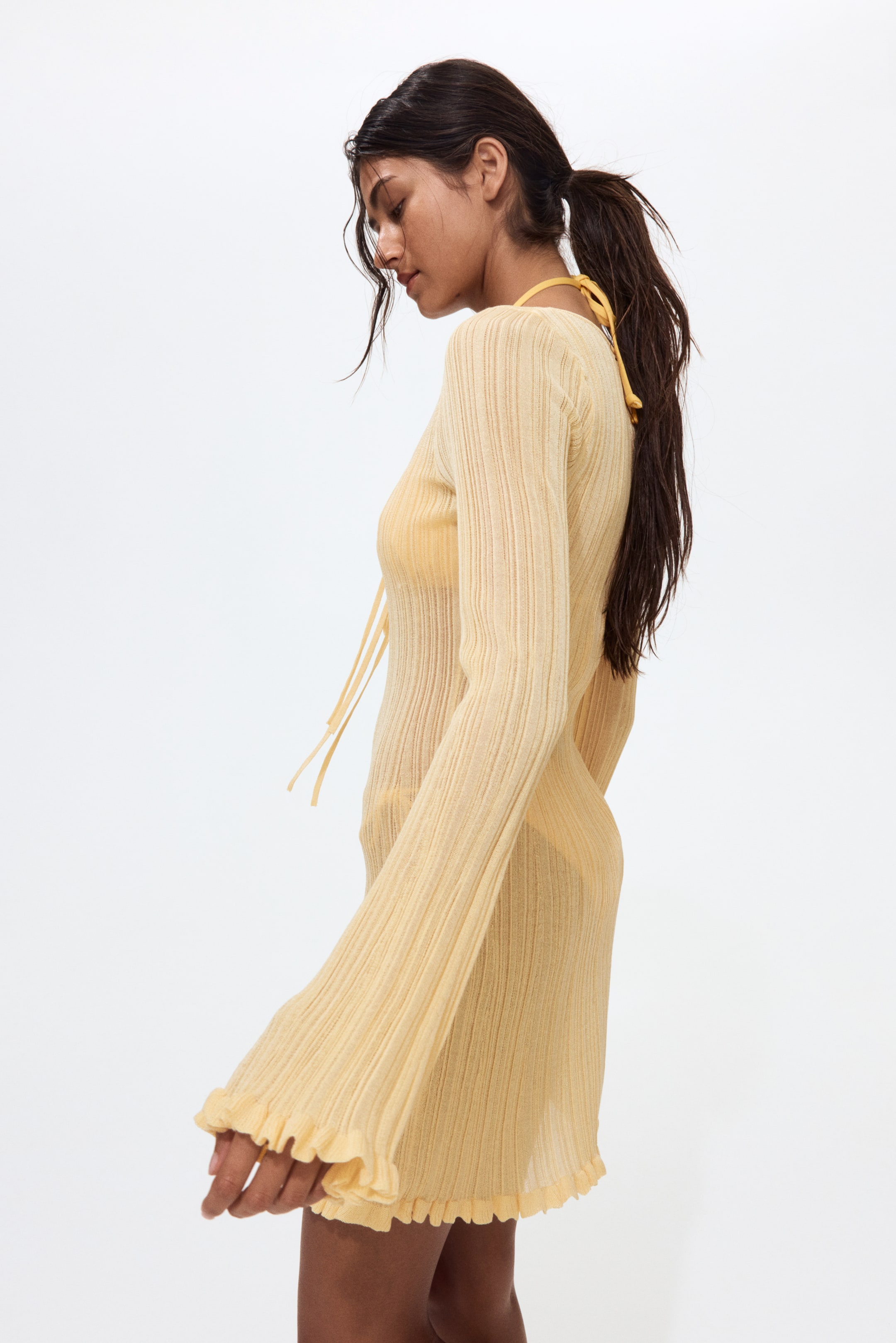 Robe de plage en tricot côtelé
