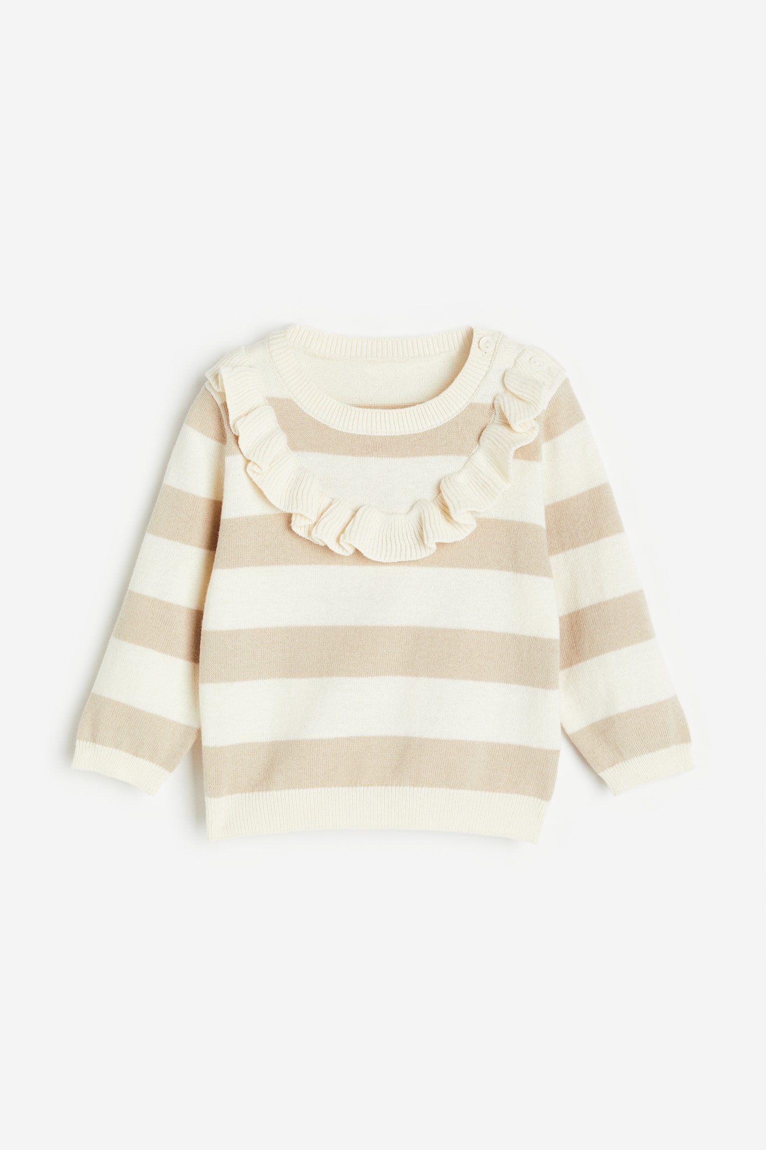 Jacquard Knit Sweater - Light beige/Stripe - 1