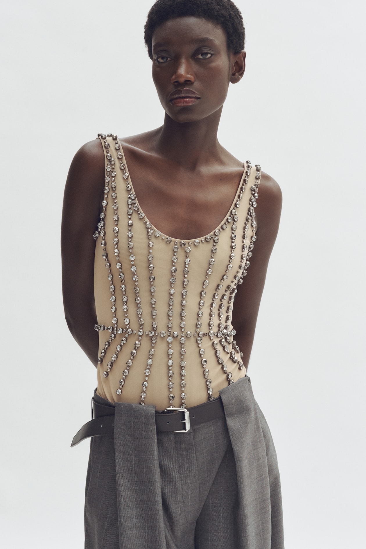 Crystal-Embellished Mesh Bodysuit - image 3