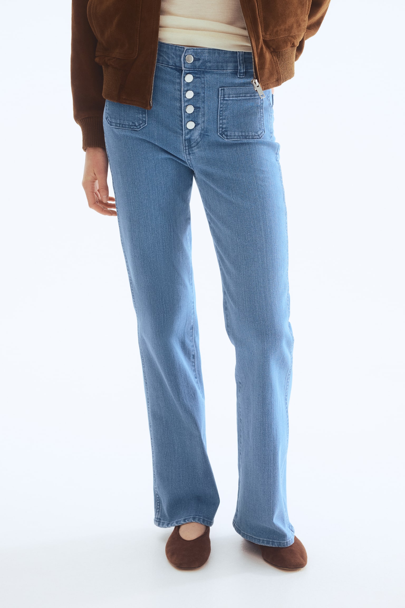 Flared Leg High Waist Jeans - Denim blue - 6