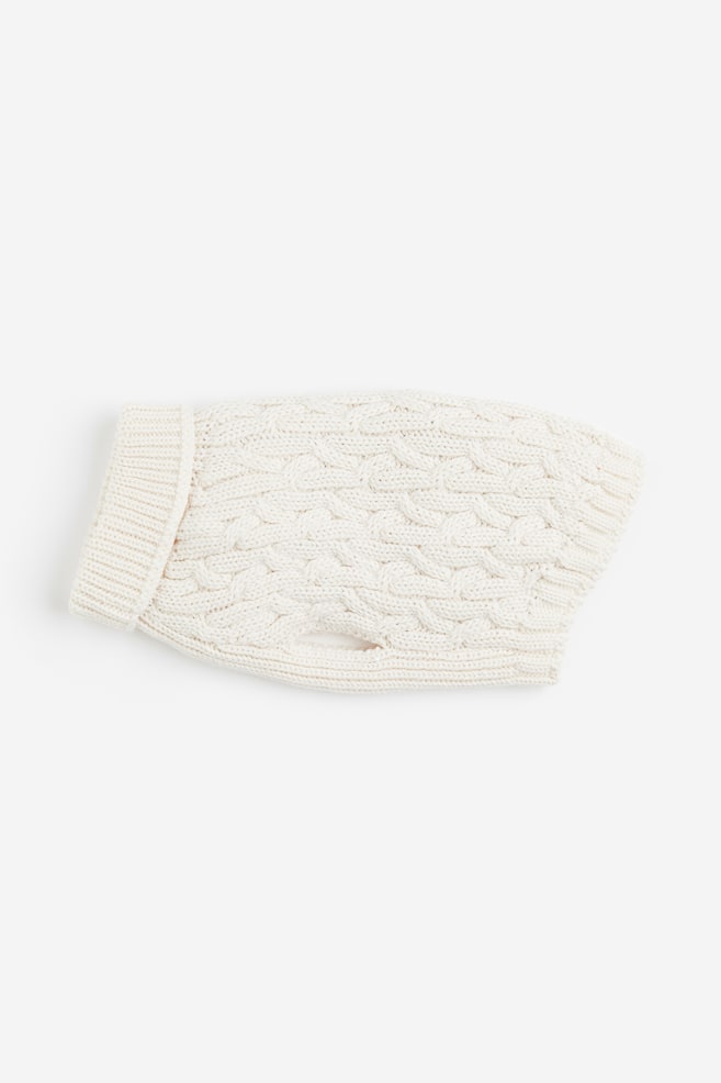 Cable-knit dog jumper - Light beige/Grey marl - 2