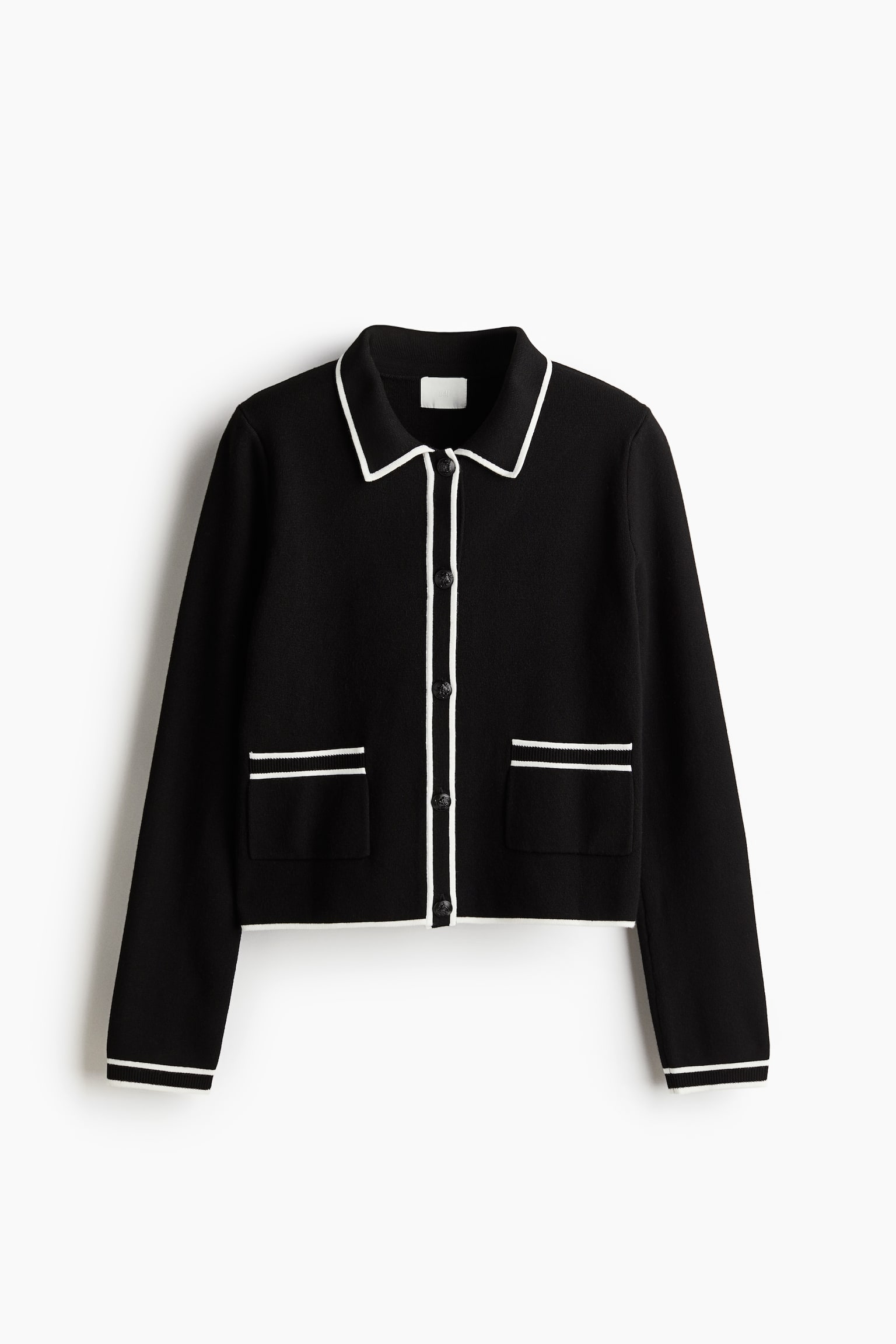 Collared cardigan - Black - 2